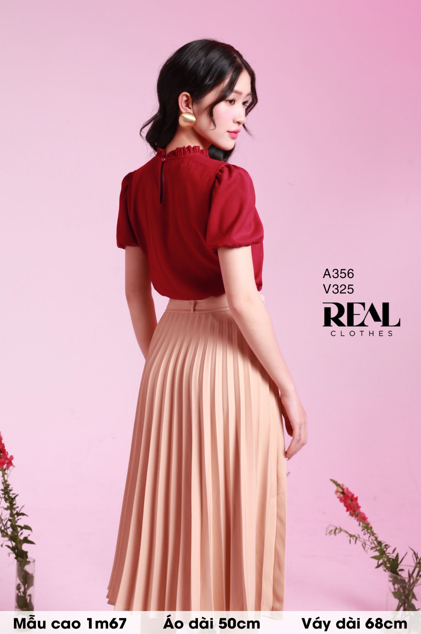 Váy rẻ quạt nude (kèm belt) FINAL SALE