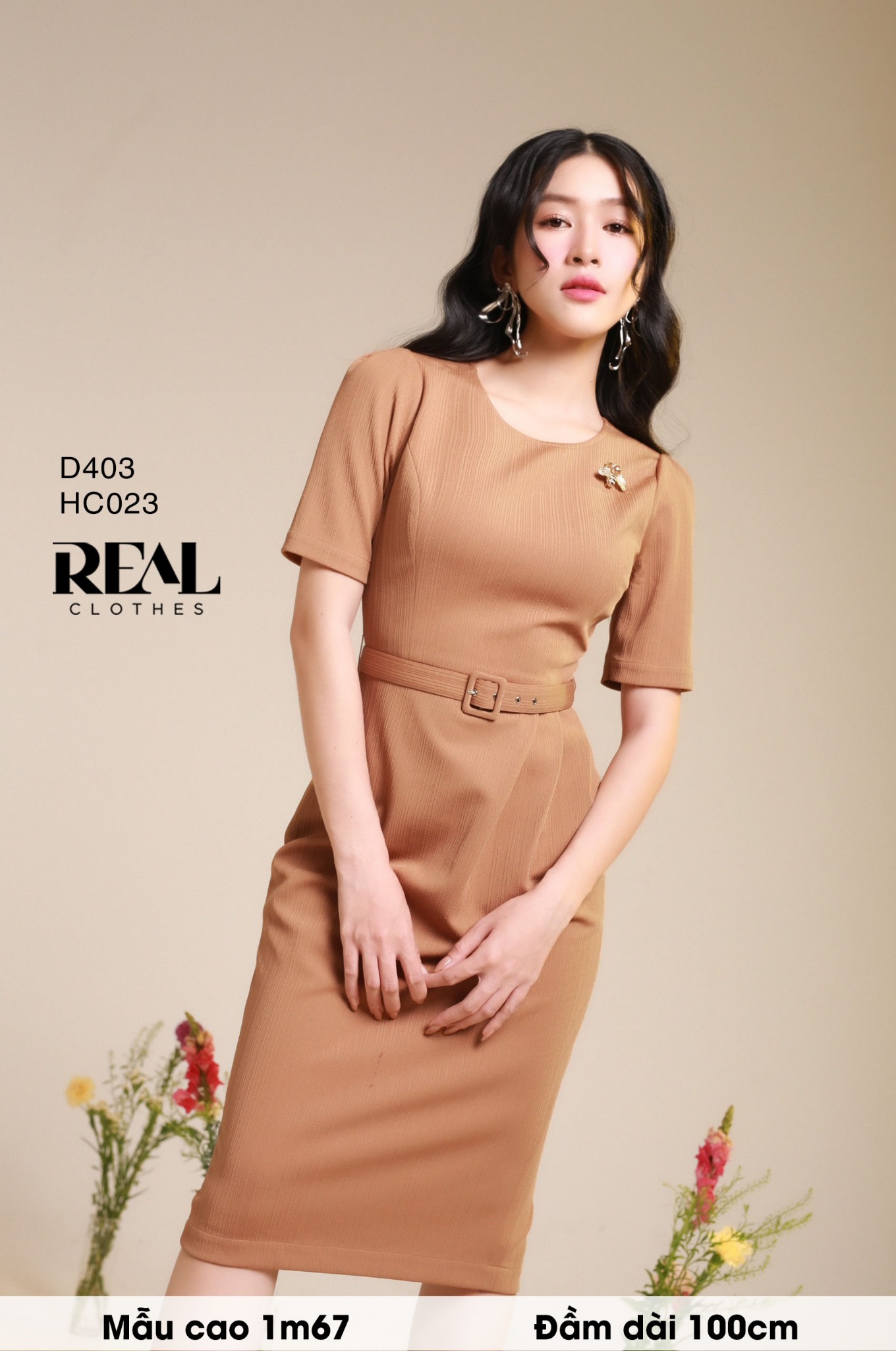 Đầm Diana cafe sữa (kèm belt) SALE