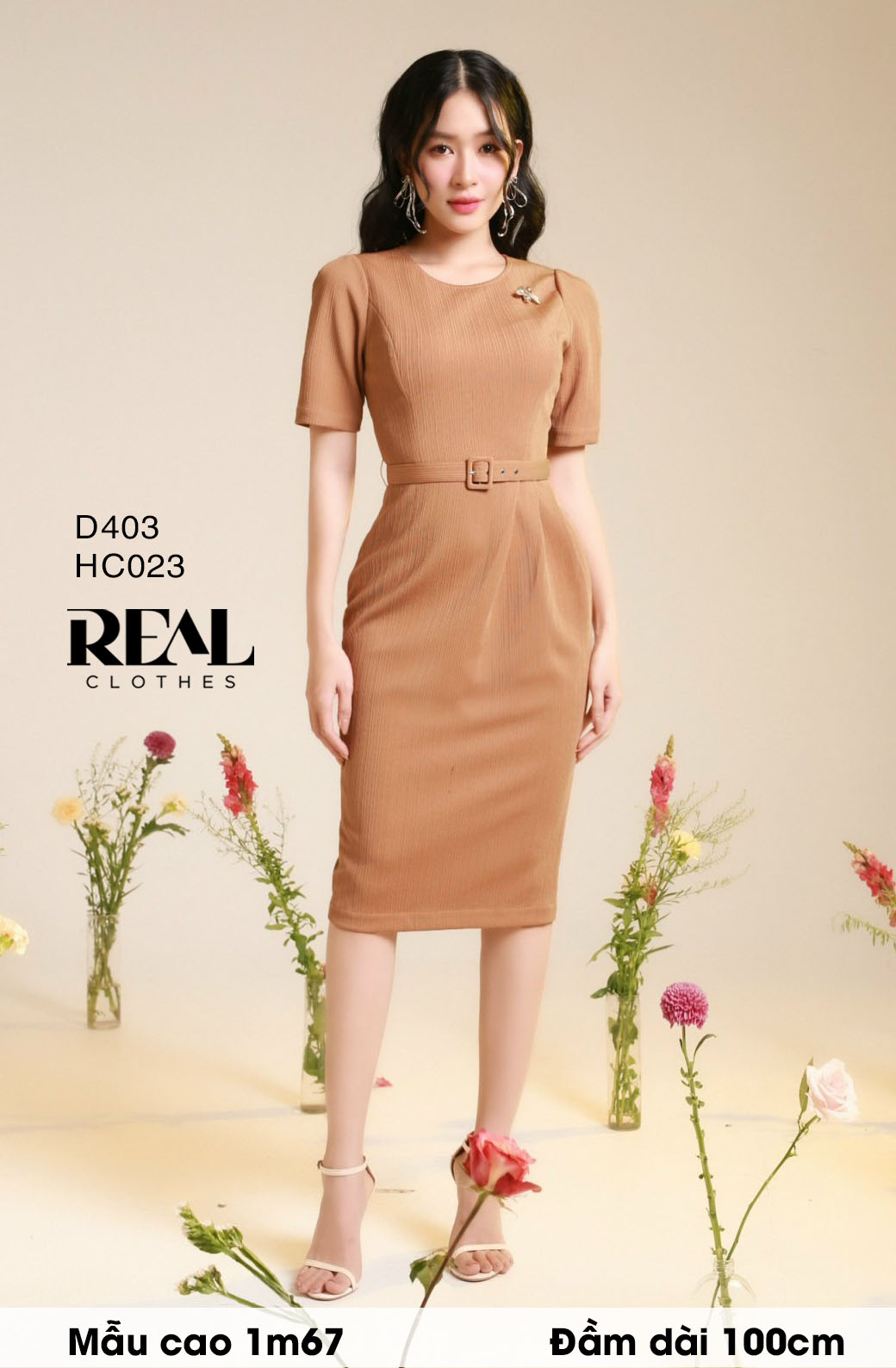 Đầm Diana cafe sữa (kèm belt) SALE