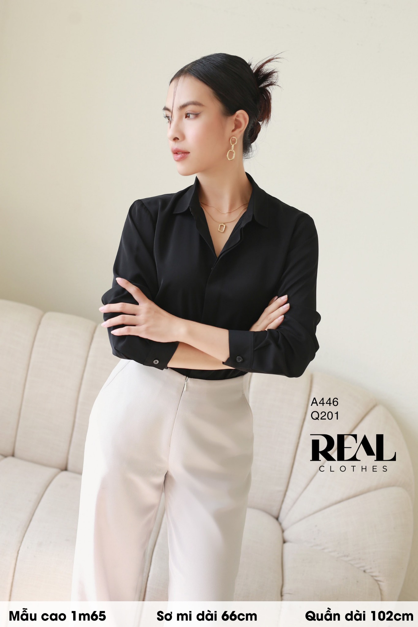 Quần suông cindy kem