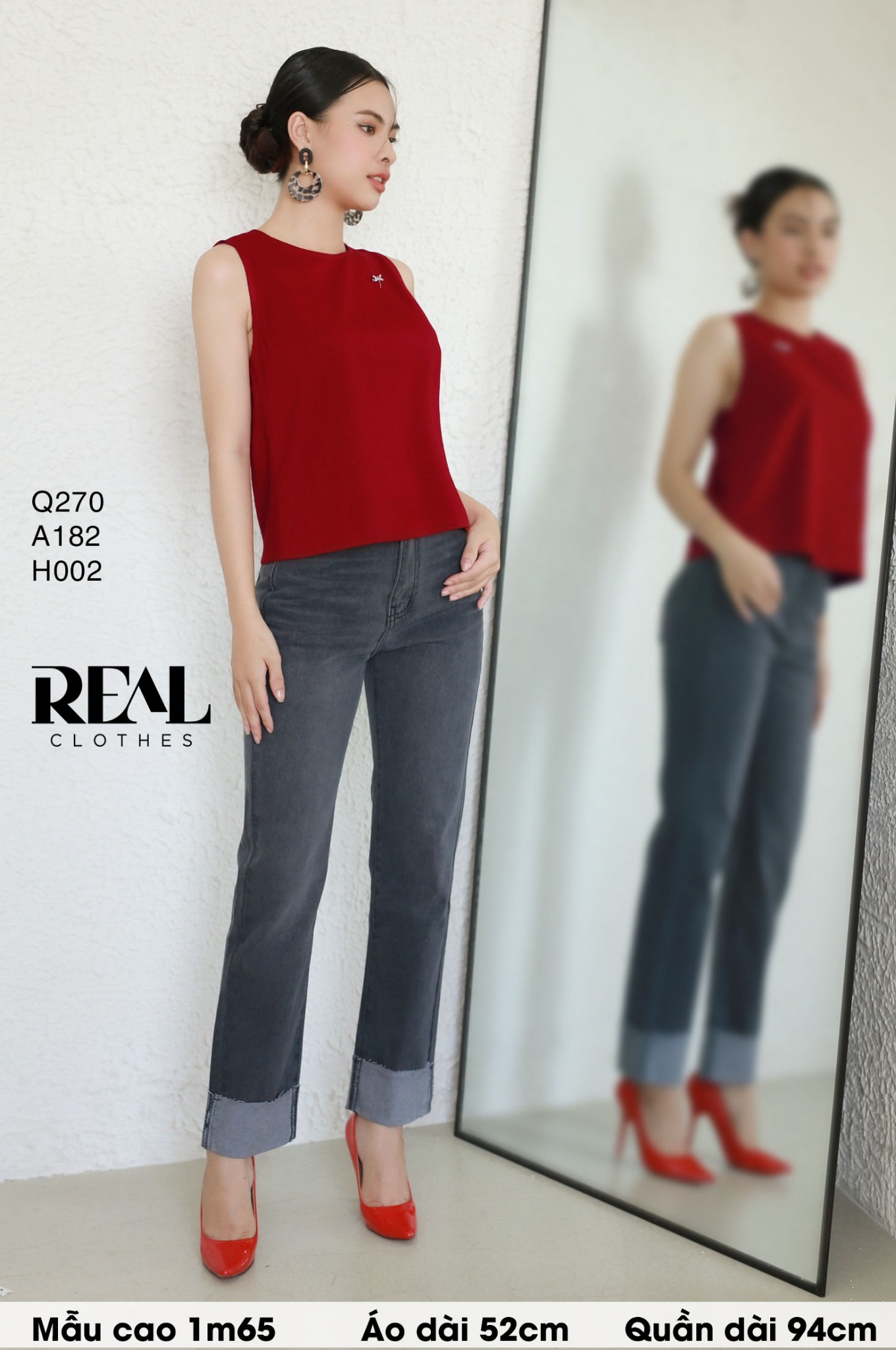 Áo linen đỏ đô SALE