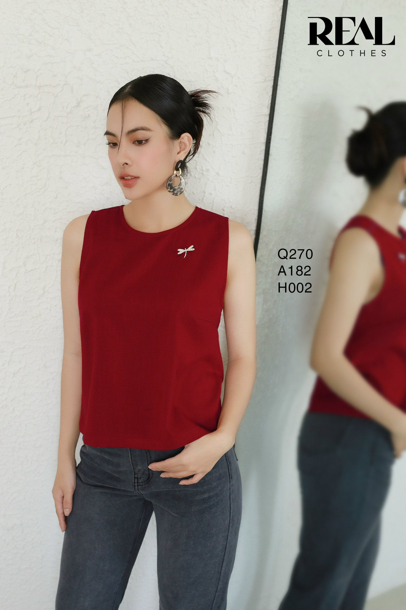 Áo linen đỏ đô SALE