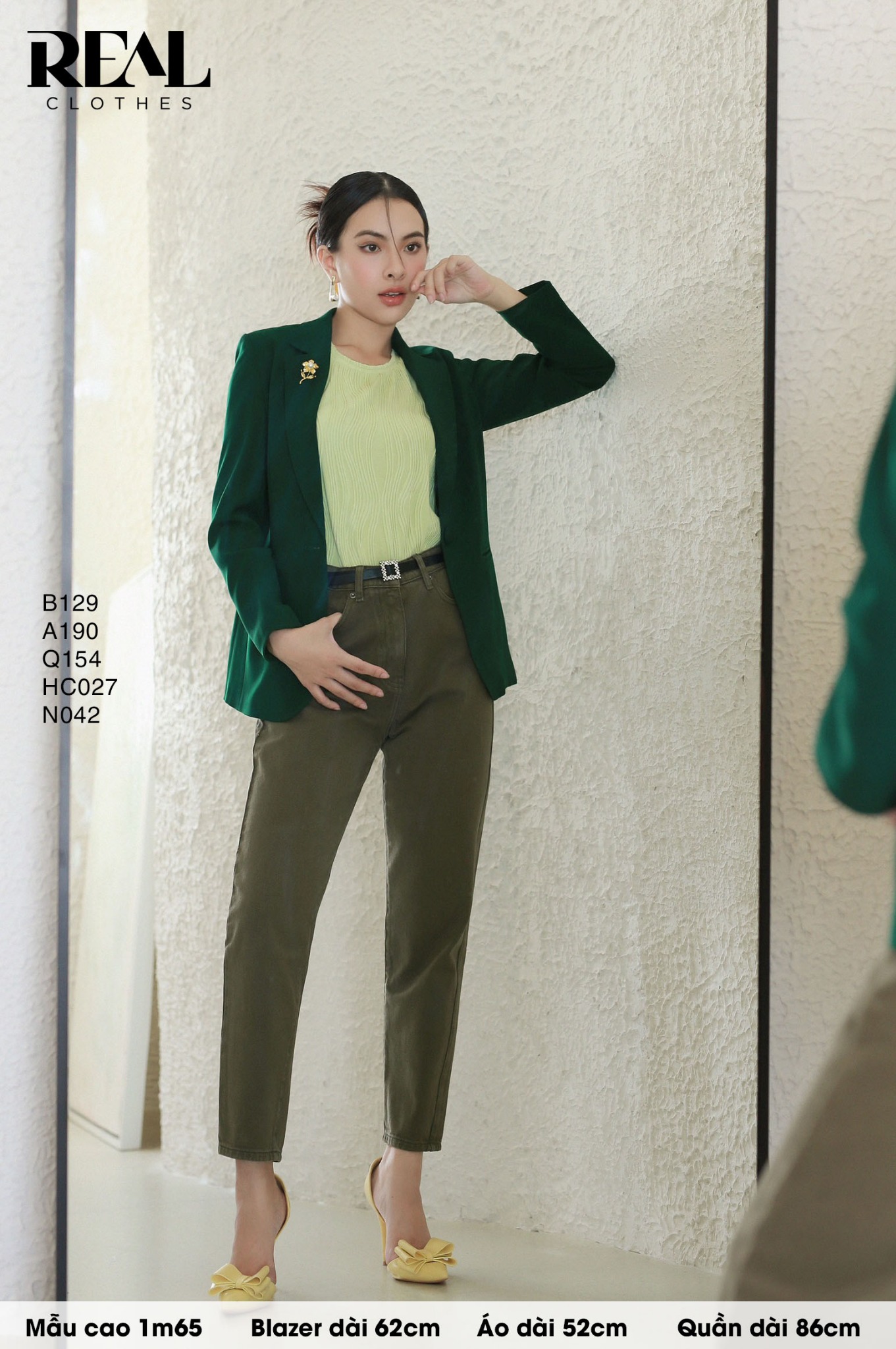 Blazer 2 lớp xanh lá