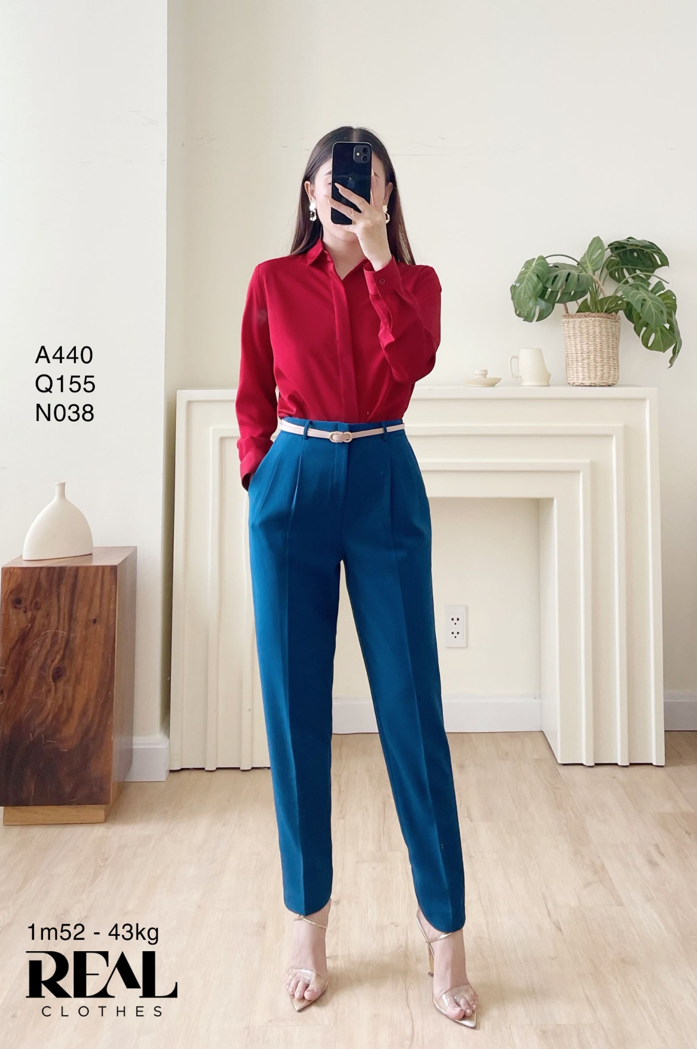 Quần lưng cao cindy xanh cổ vịt SALE