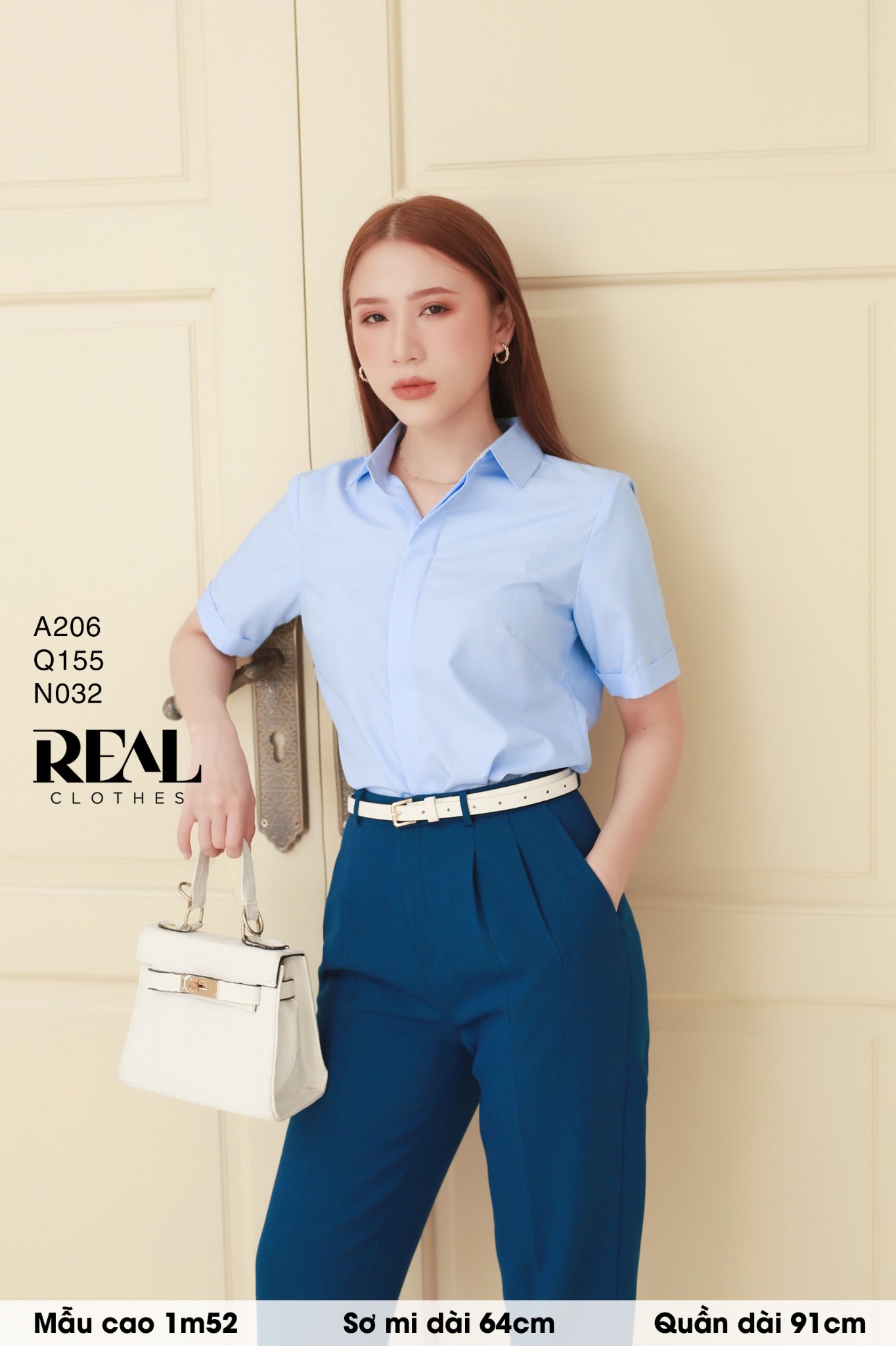 Sơ mi lụa sồi blue tay đủ