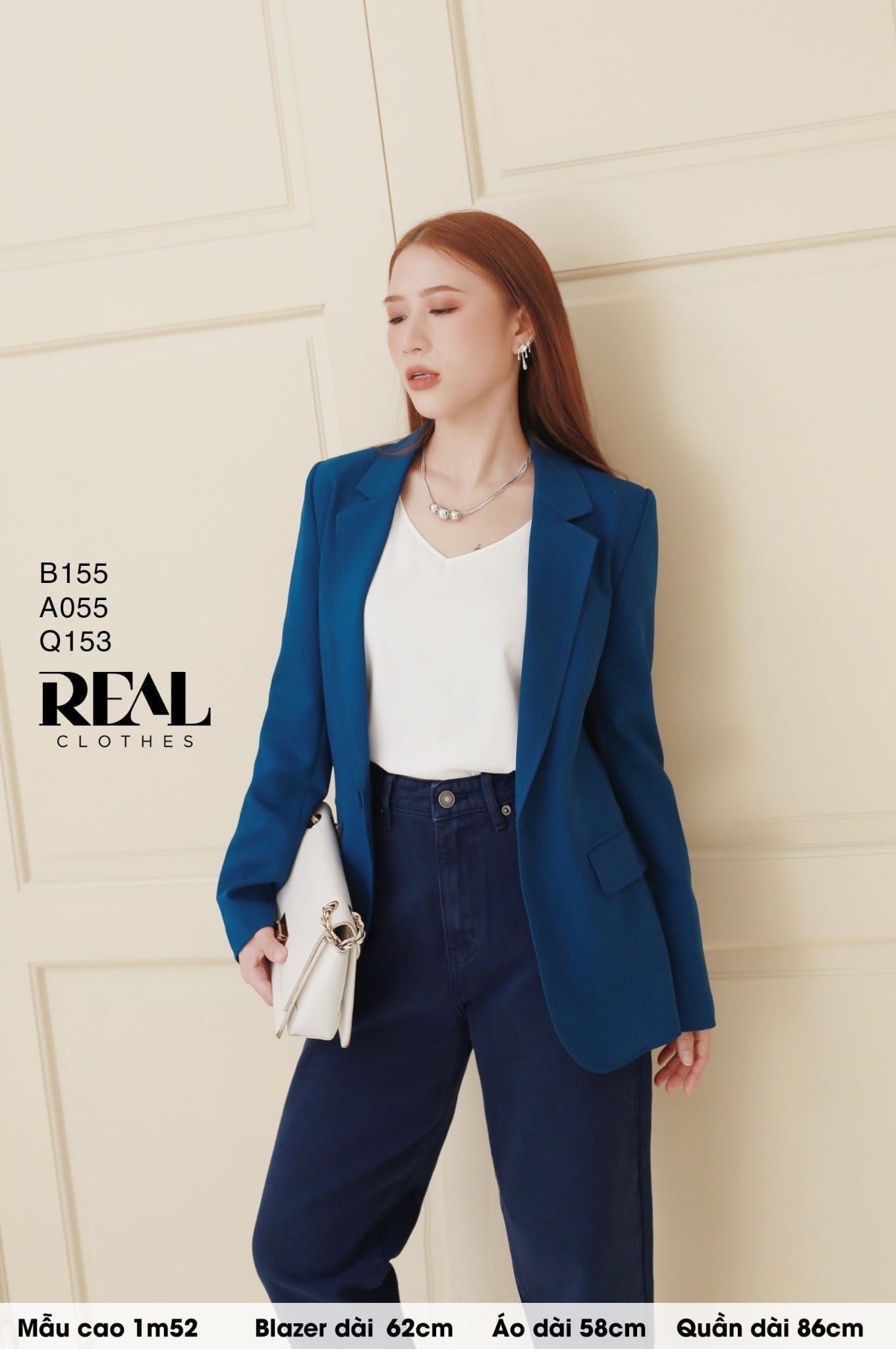 Blazer 2 lớp xanh cổ vịt