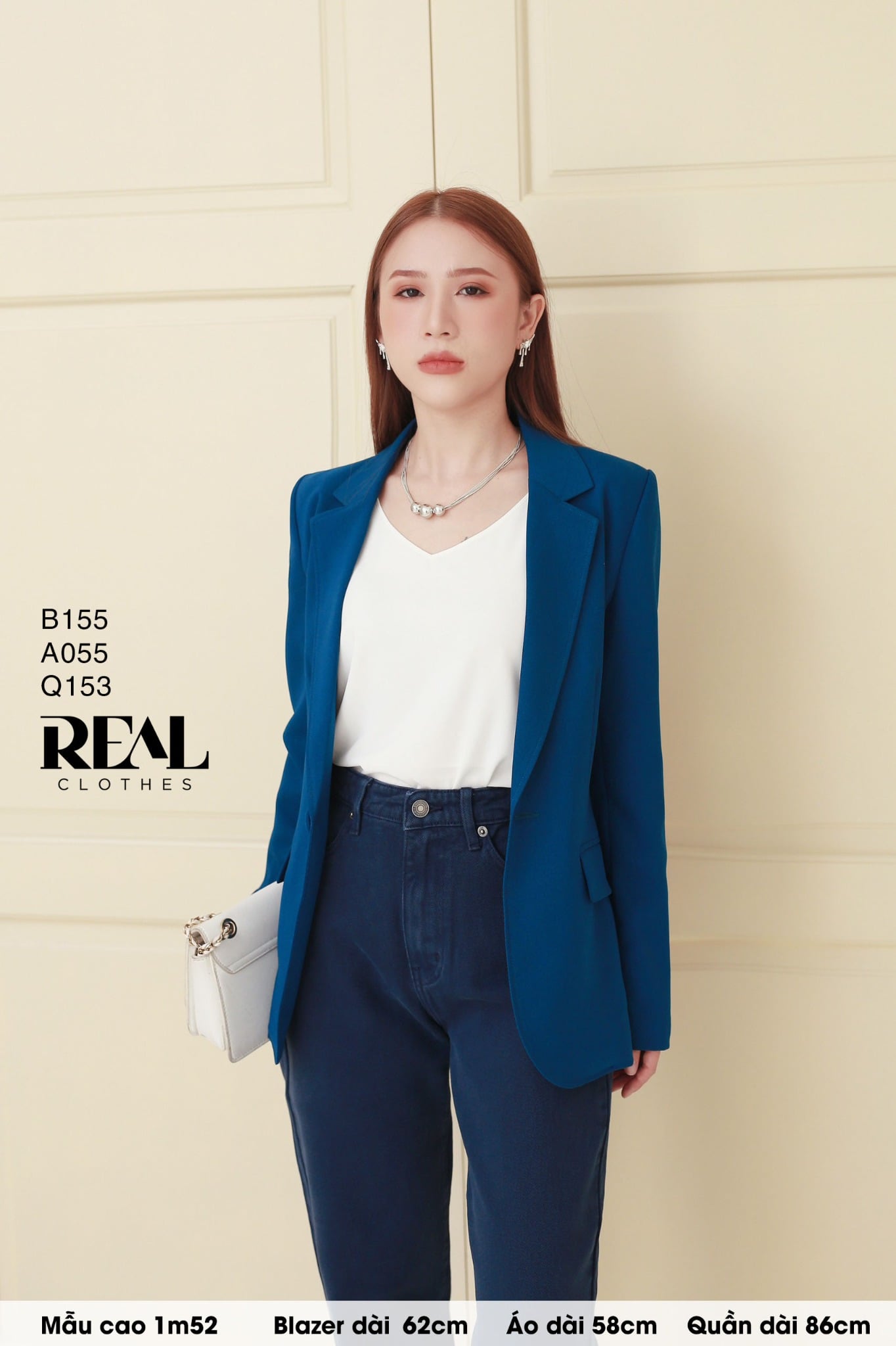 Blazer 2 lớp xanh cổ vịt
