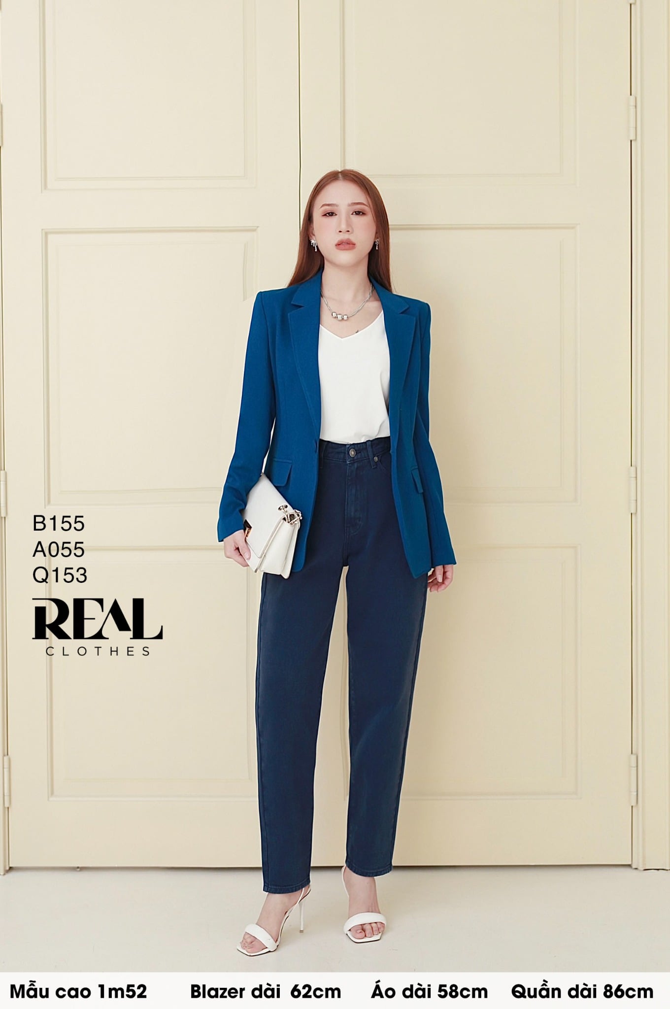 Blazer 2 lớp xanh cổ vịt