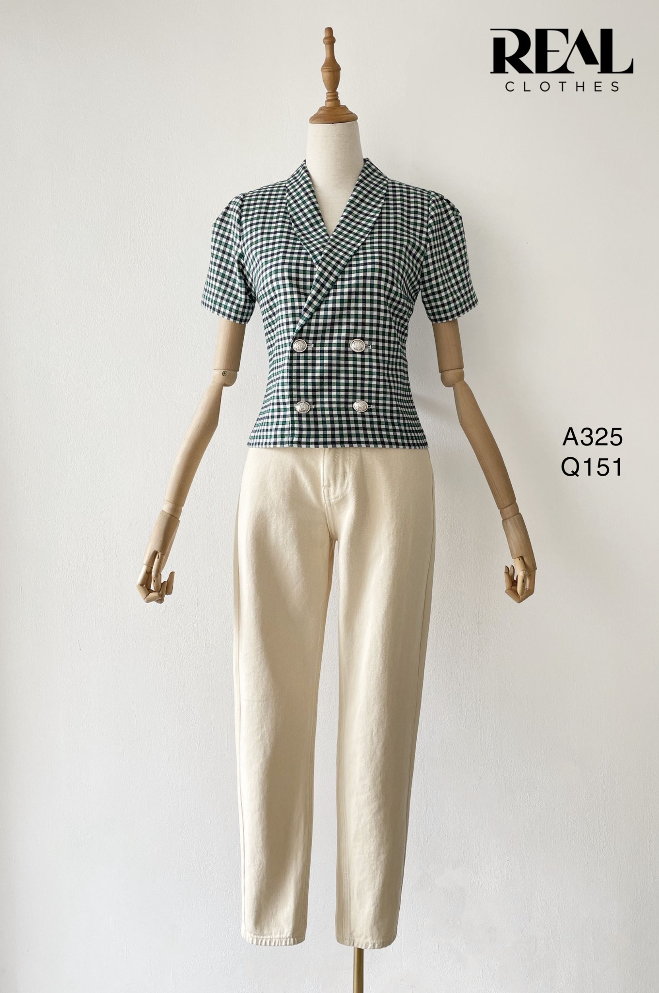 Áo Emma caro xanh SALE - size XS