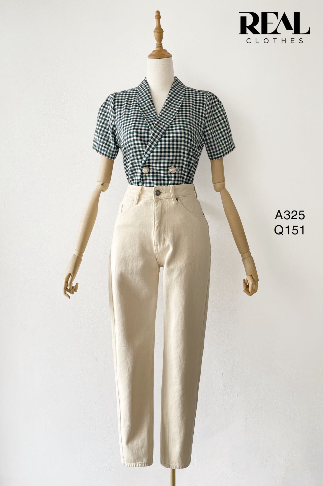 Áo Emma caro xanh SALE - size XS