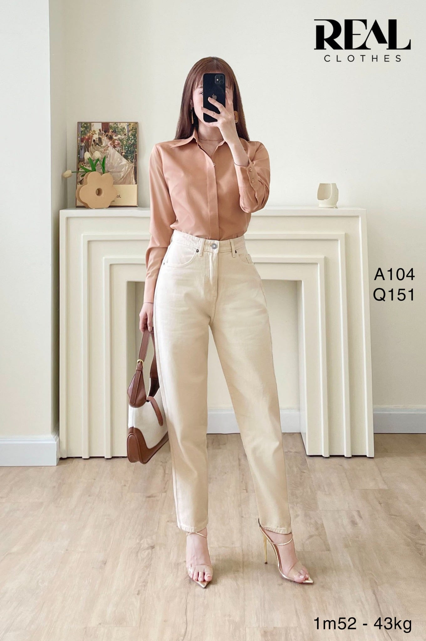 Quần Jeans baggy kem SALE