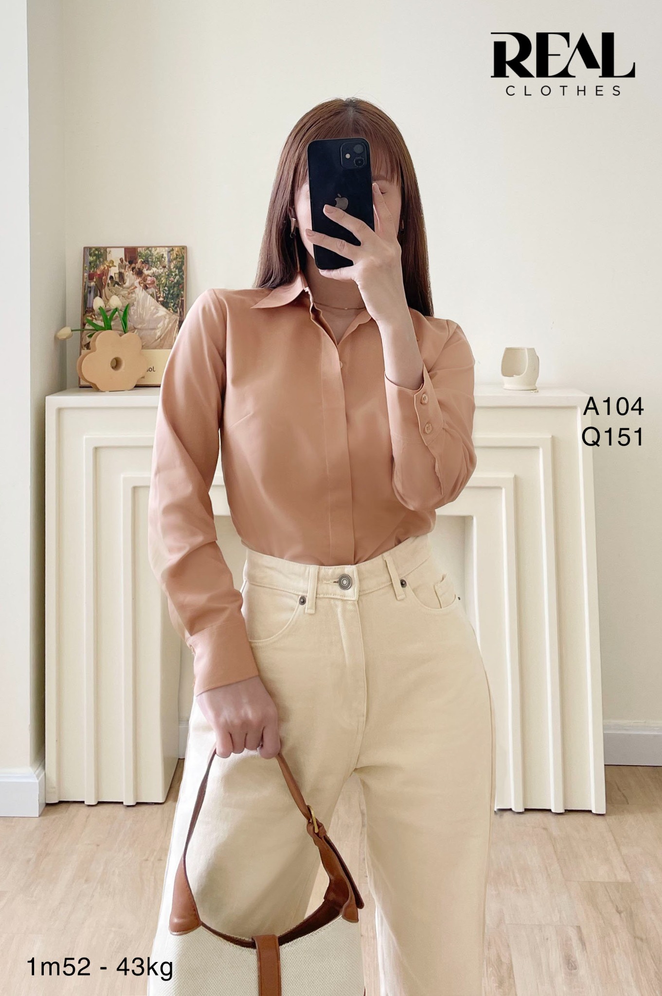 Quần Jeans baggy kem SALE