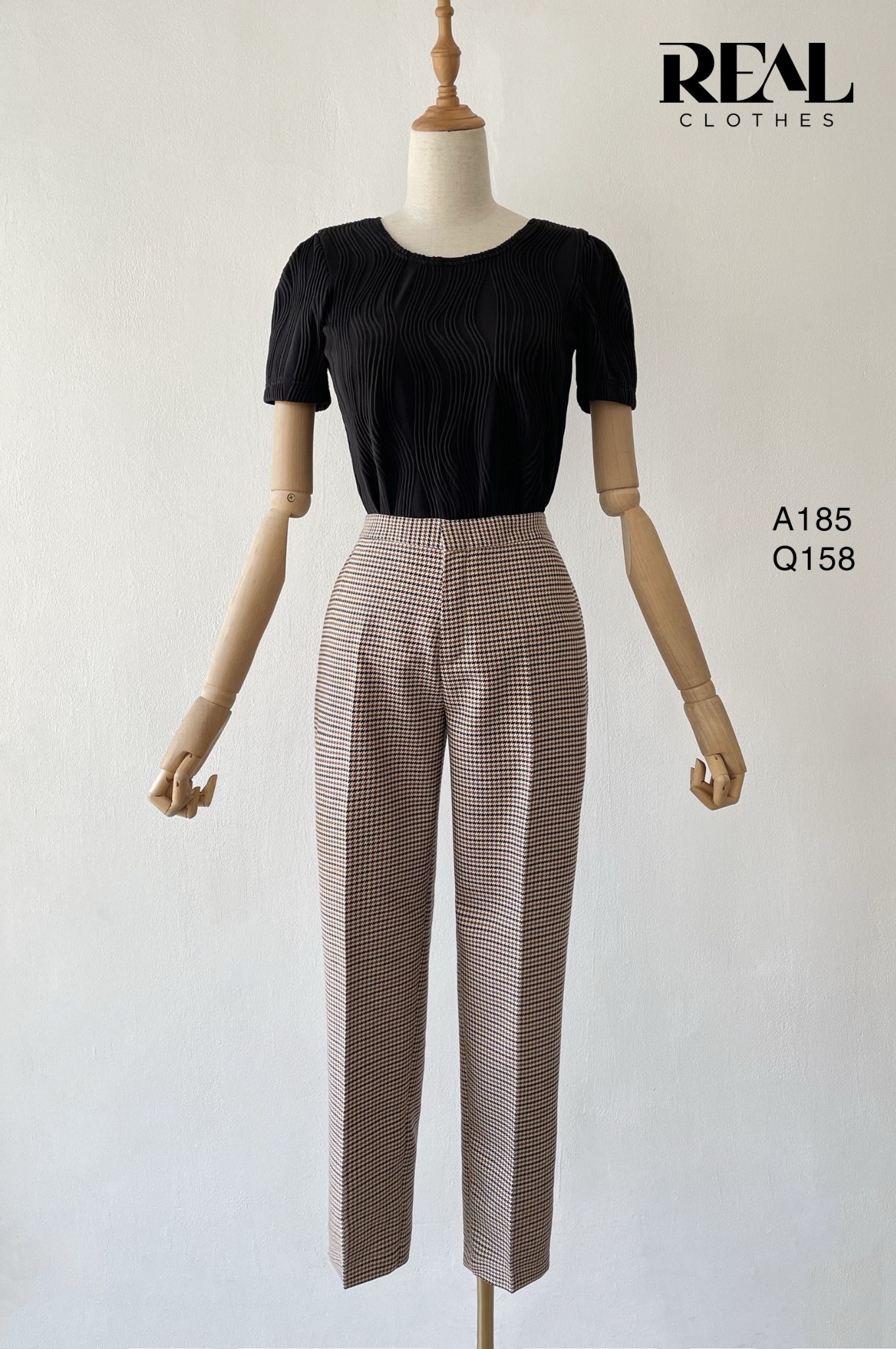 Quần lưng thun zigzag nâu nhạt SALE - size XS