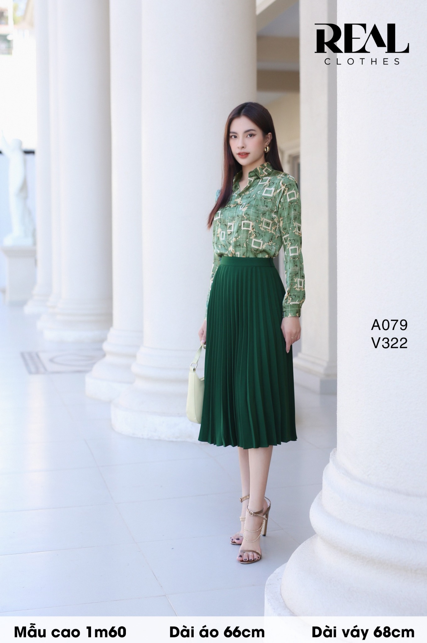 Váy rẻ quạt xanh lá FINAL SALE