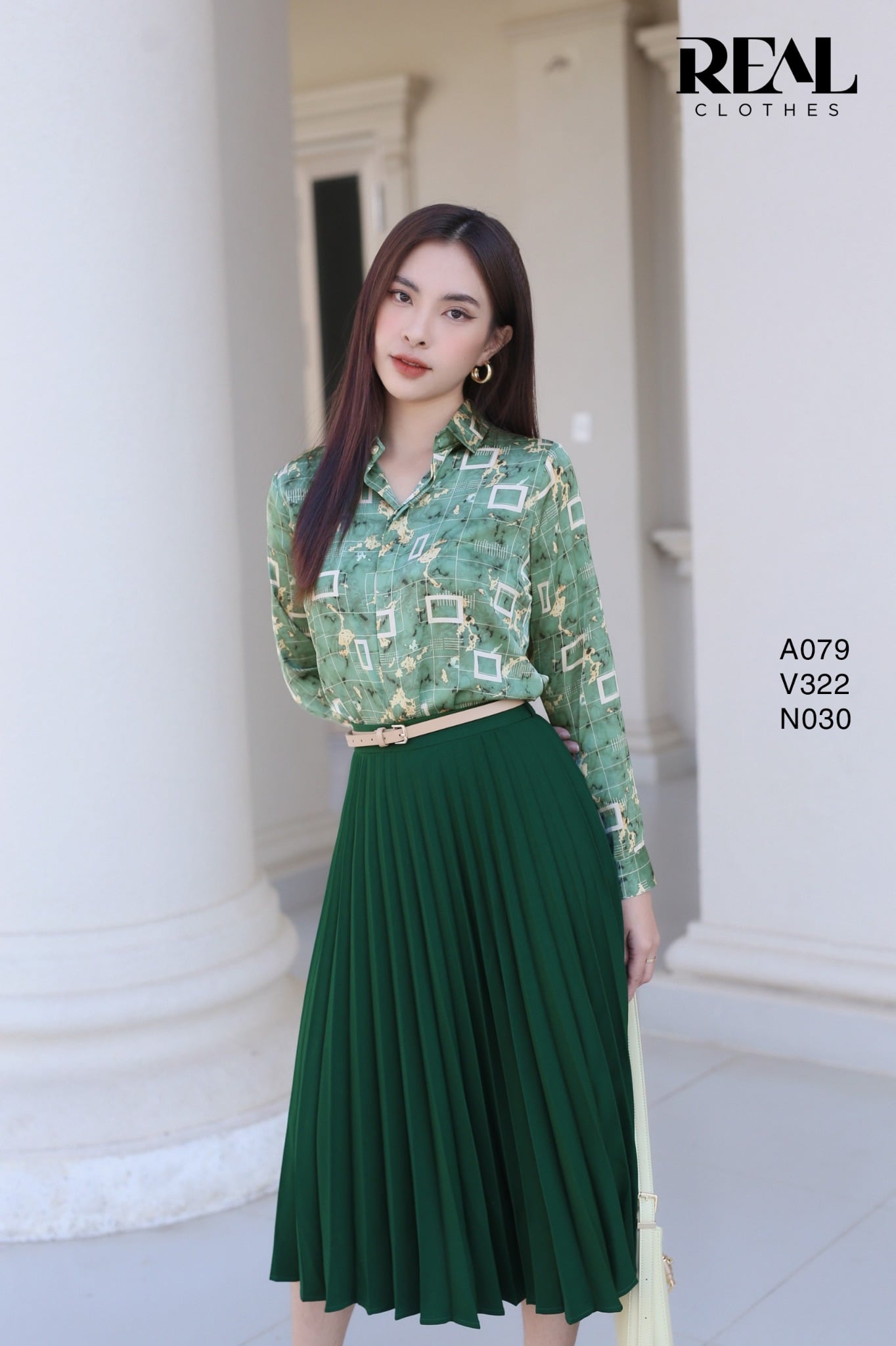 Váy rẻ quạt xanh lá FINAL SALE