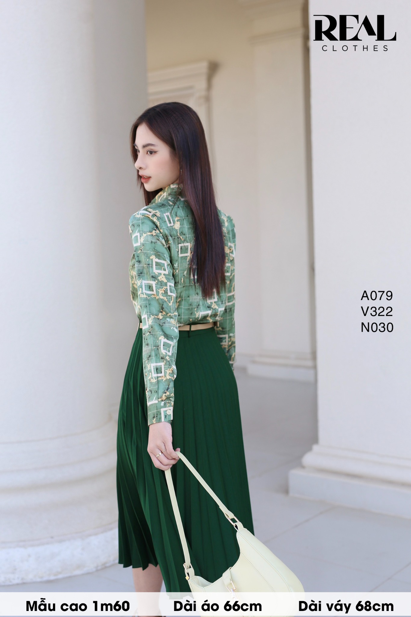 Váy rẻ quạt xanh lá FINAL SALE