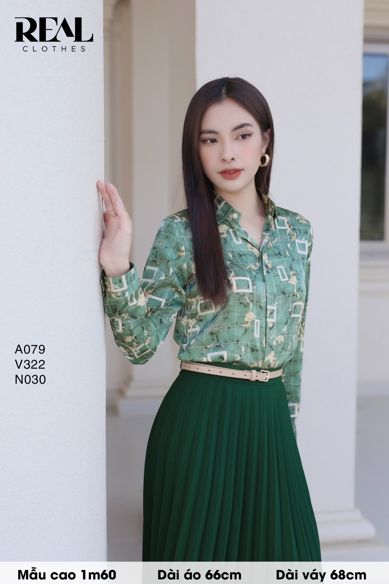 Váy rẻ quạt xanh lá FINAL SALE