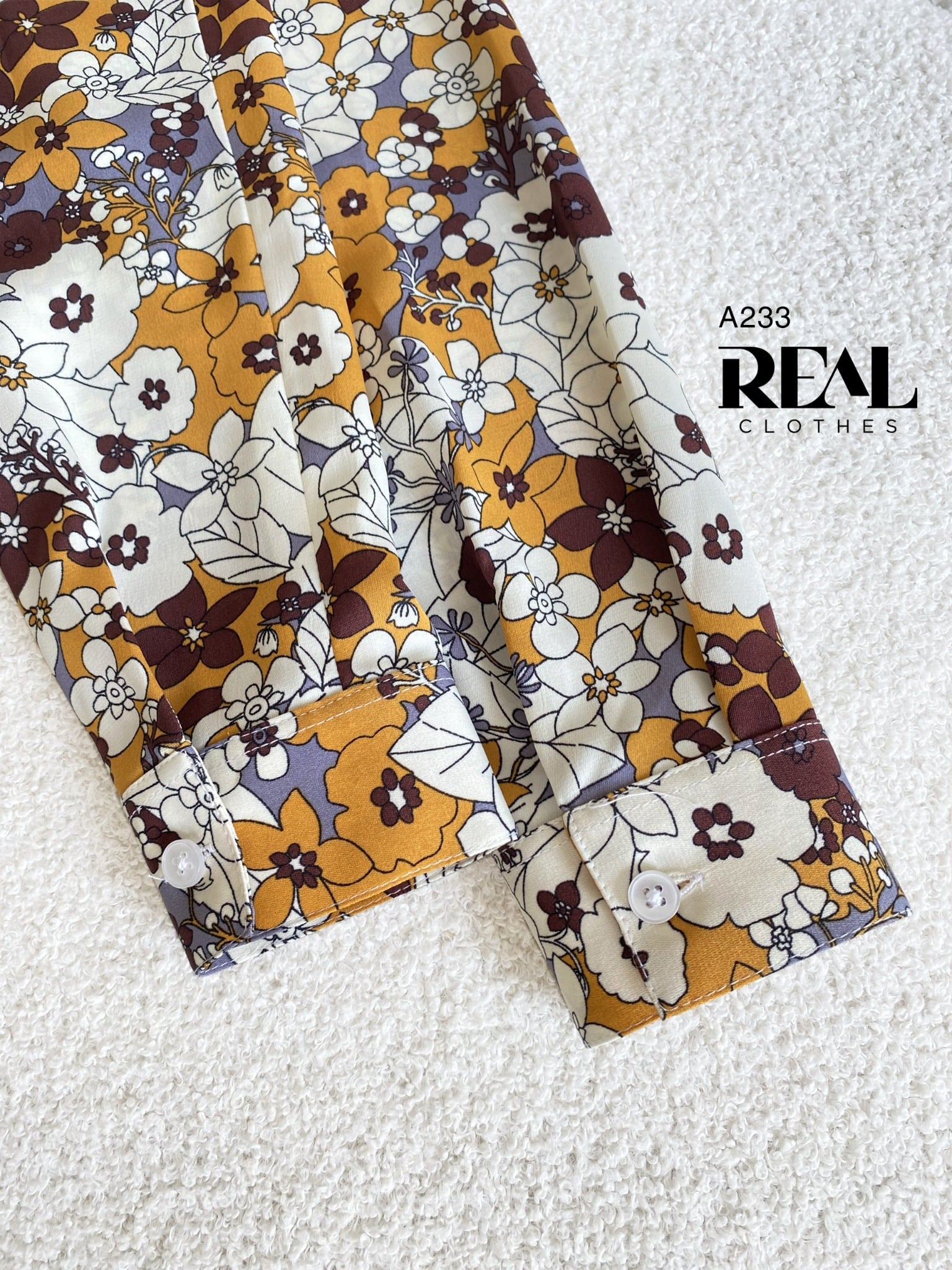 Sơ mi hoa nâu size FINAL SALE - size XS