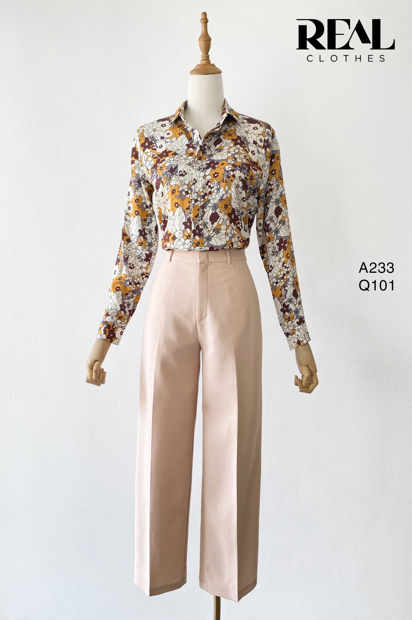 Sơ mi hoa nâu size FINAL SALE - size XS