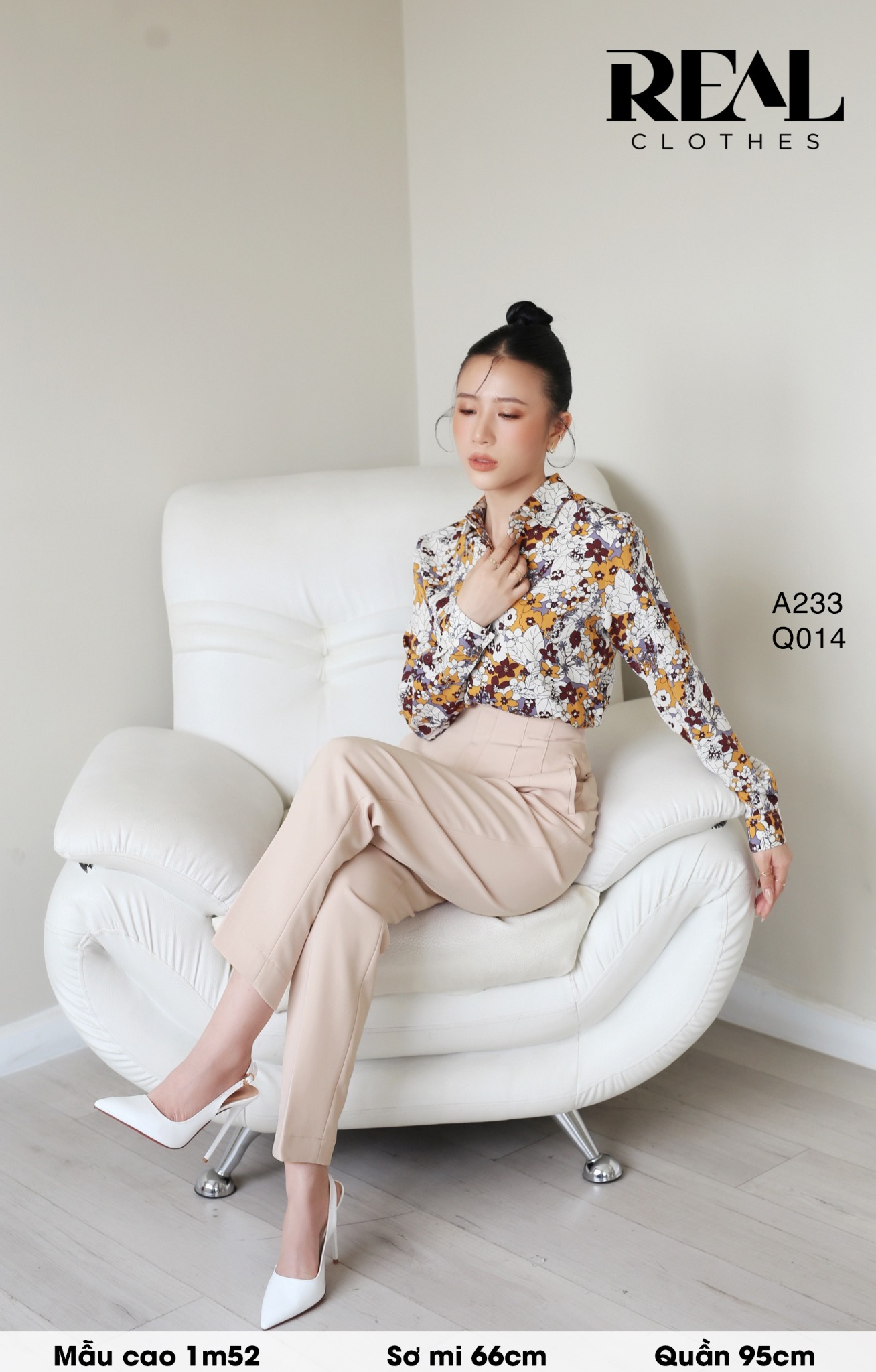 Sơ mi hoa nâu size FINAL SALE - size XS