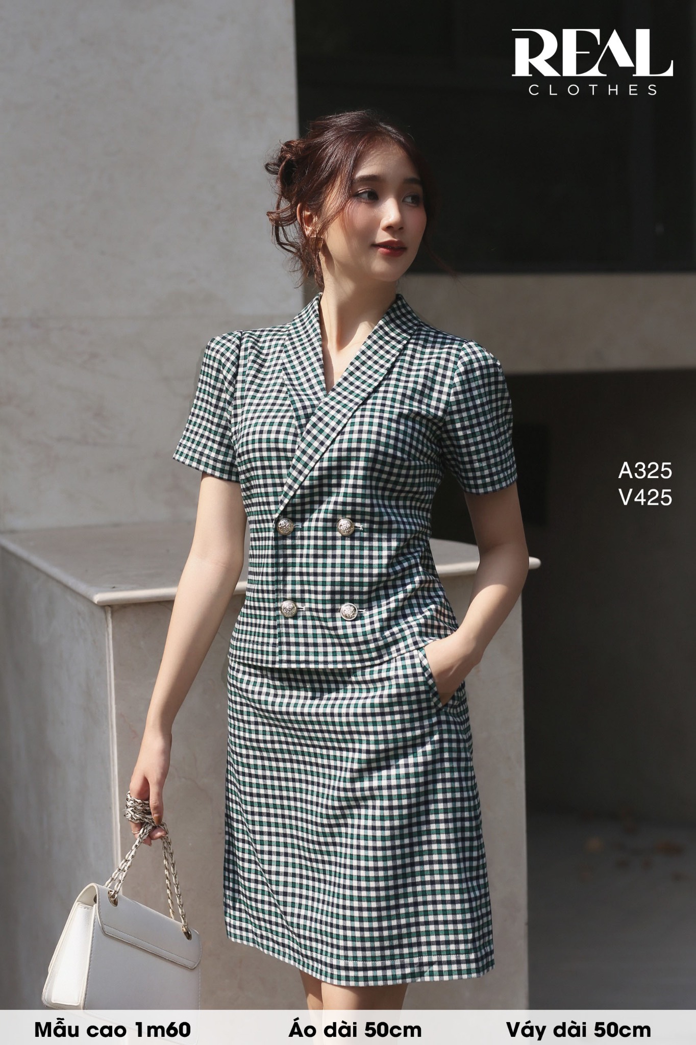 Áo Emma caro xanh SALE - size XS