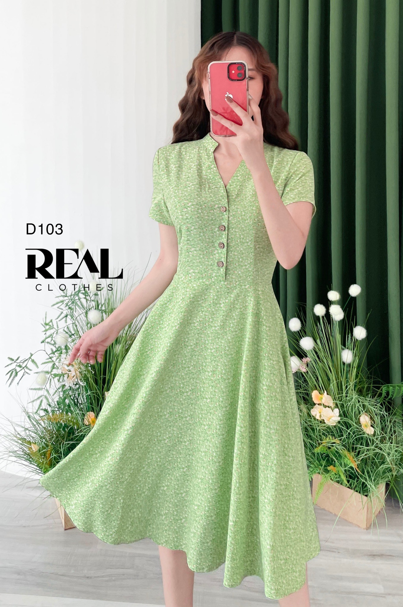 Đầm Summer hoa xanh lá SALE