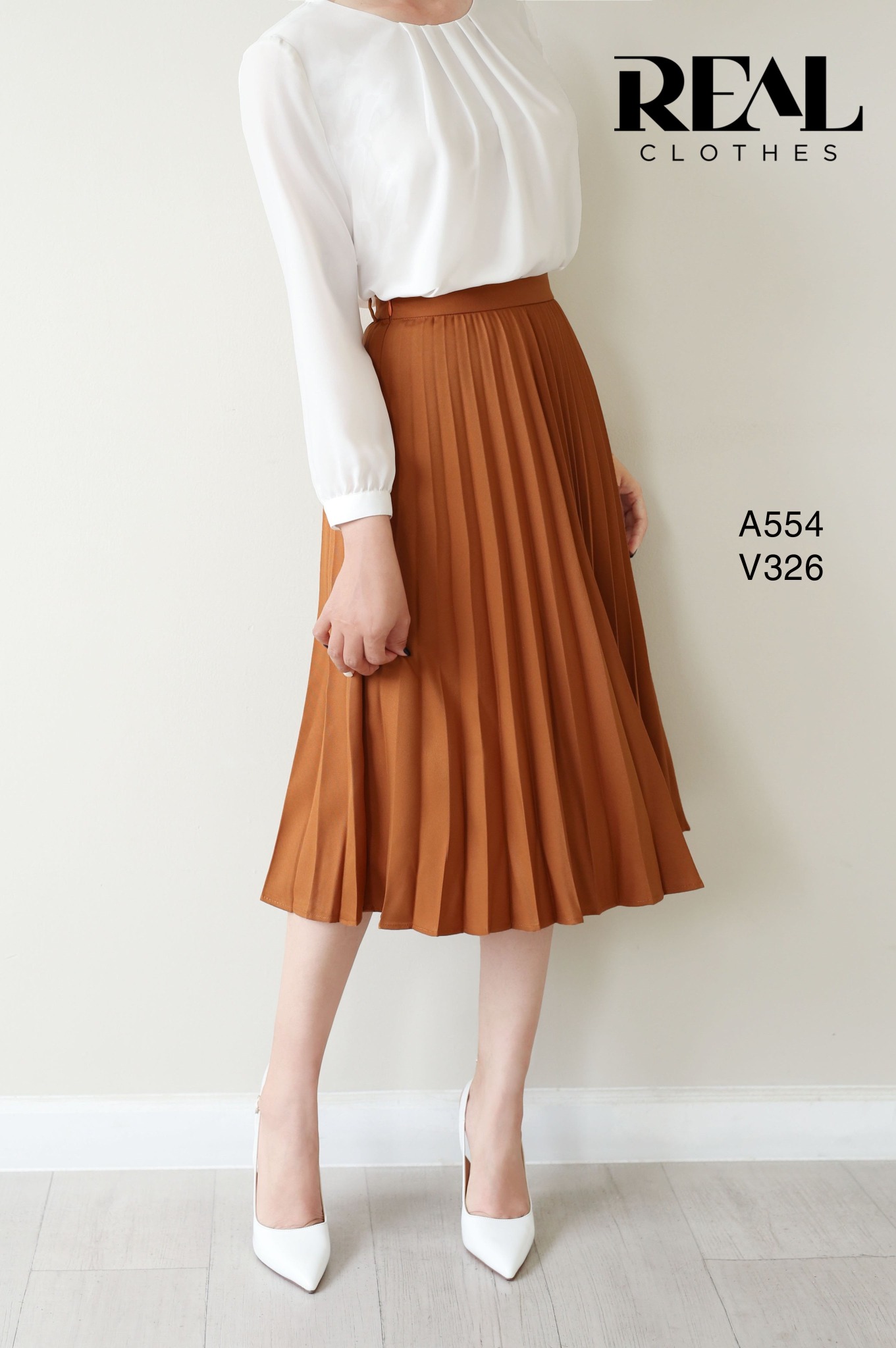 Váy rẻ quạt nâu FINAL SALE