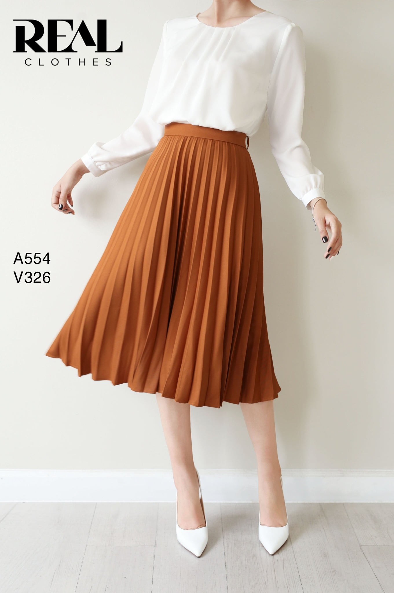 Váy rẻ quạt nâu FINAL SALE