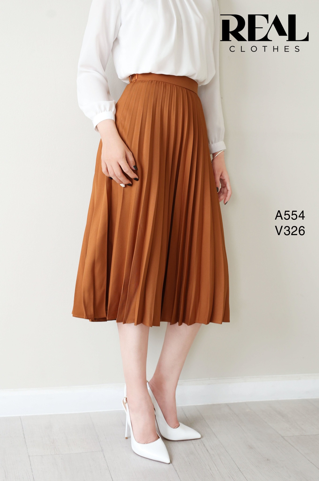 Váy rẻ quạt nâu FINAL SALE