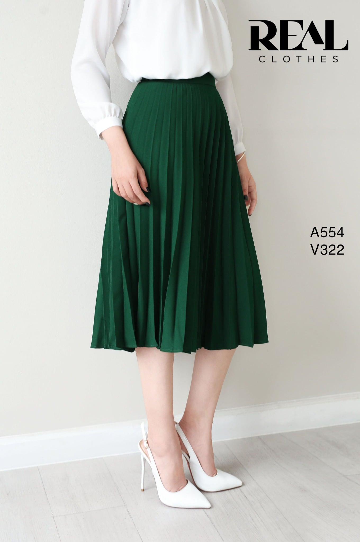 Váy rẻ quạt xanh lá FINAL SALE