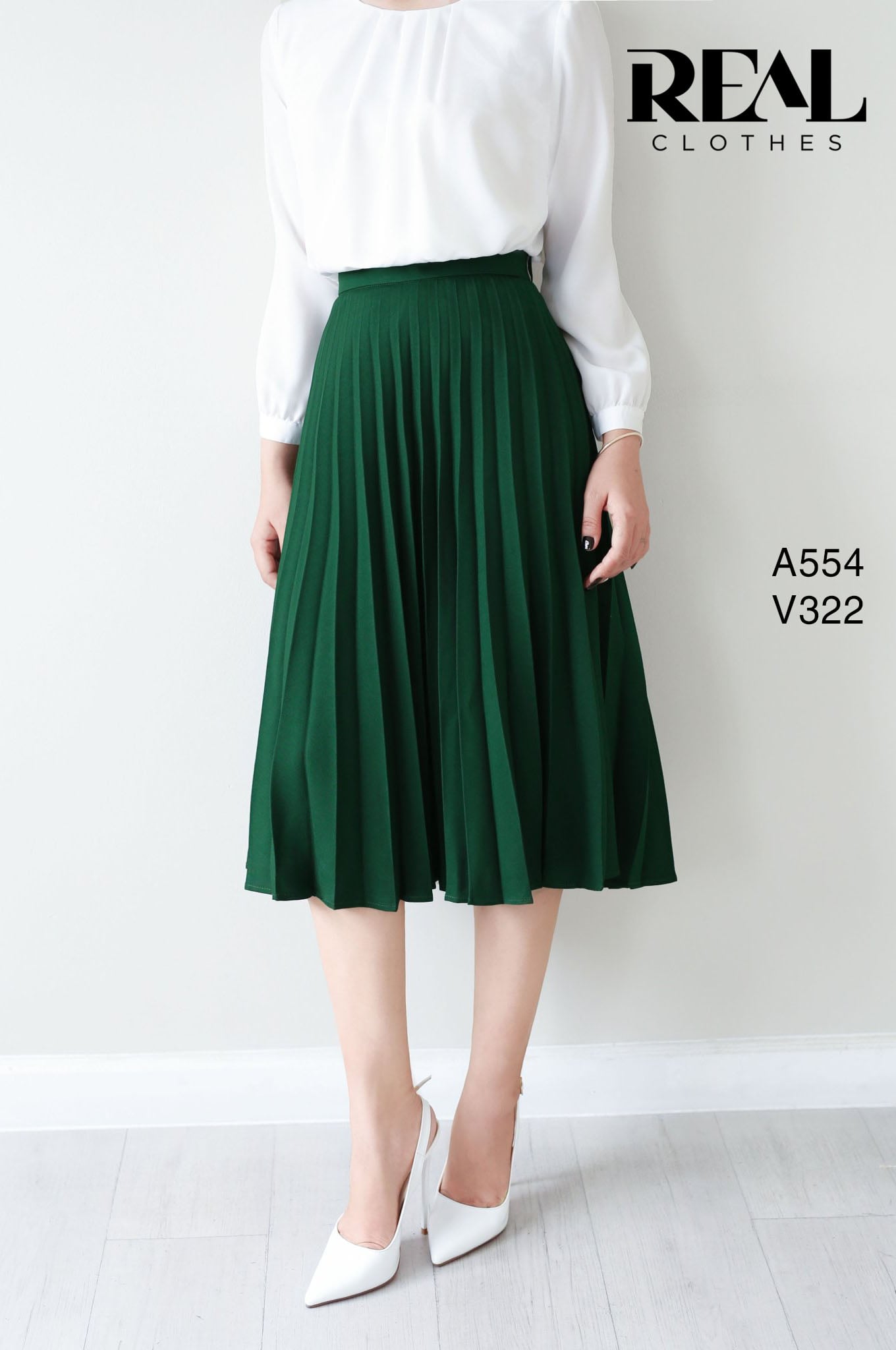 Váy rẻ quạt xanh lá FINAL SALE