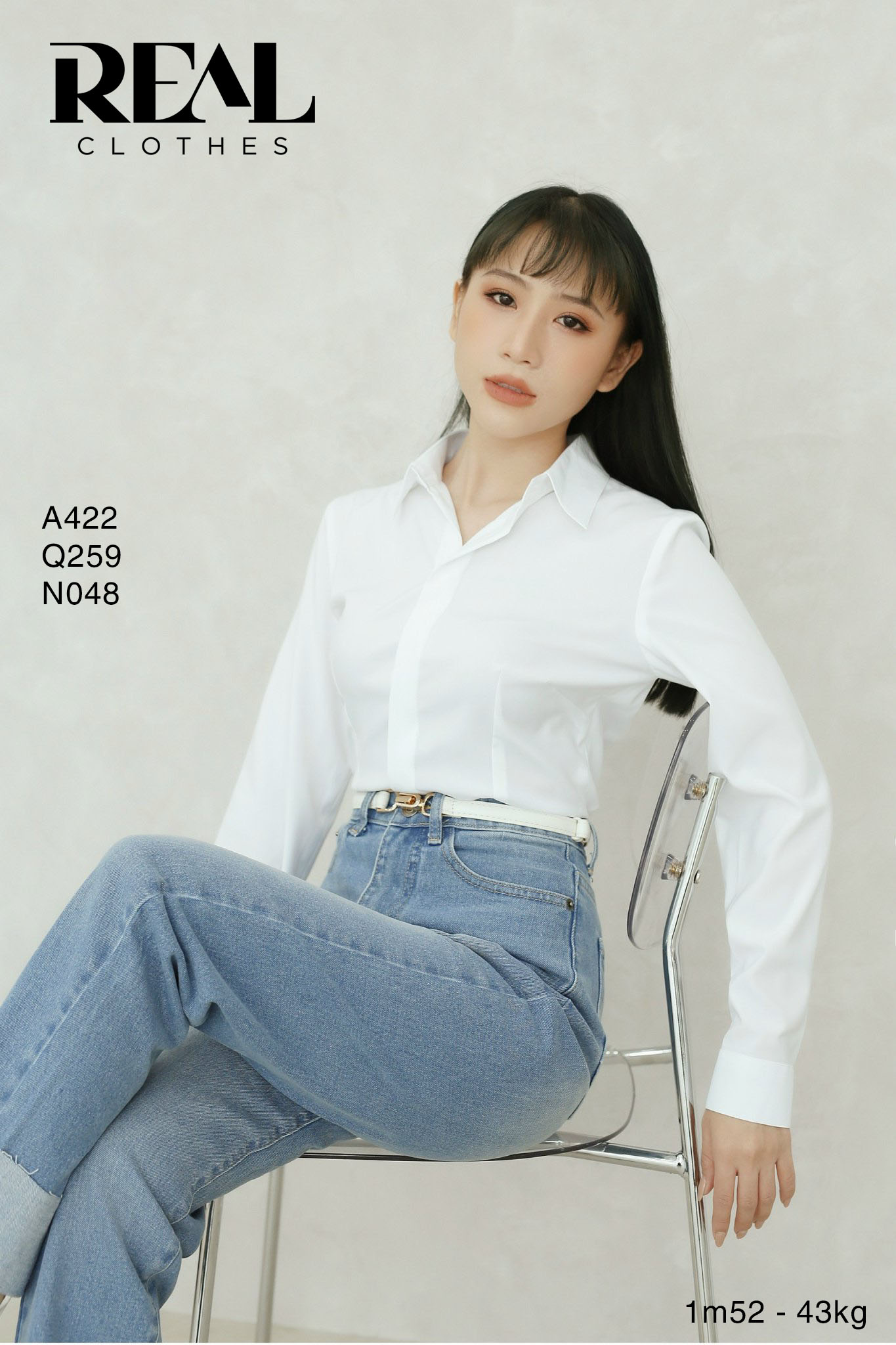 Sơ mi chít eo nano trắng