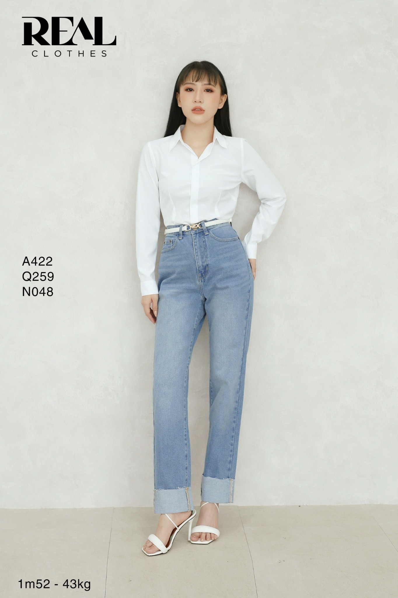 Sơ mi chít eo nano trắng