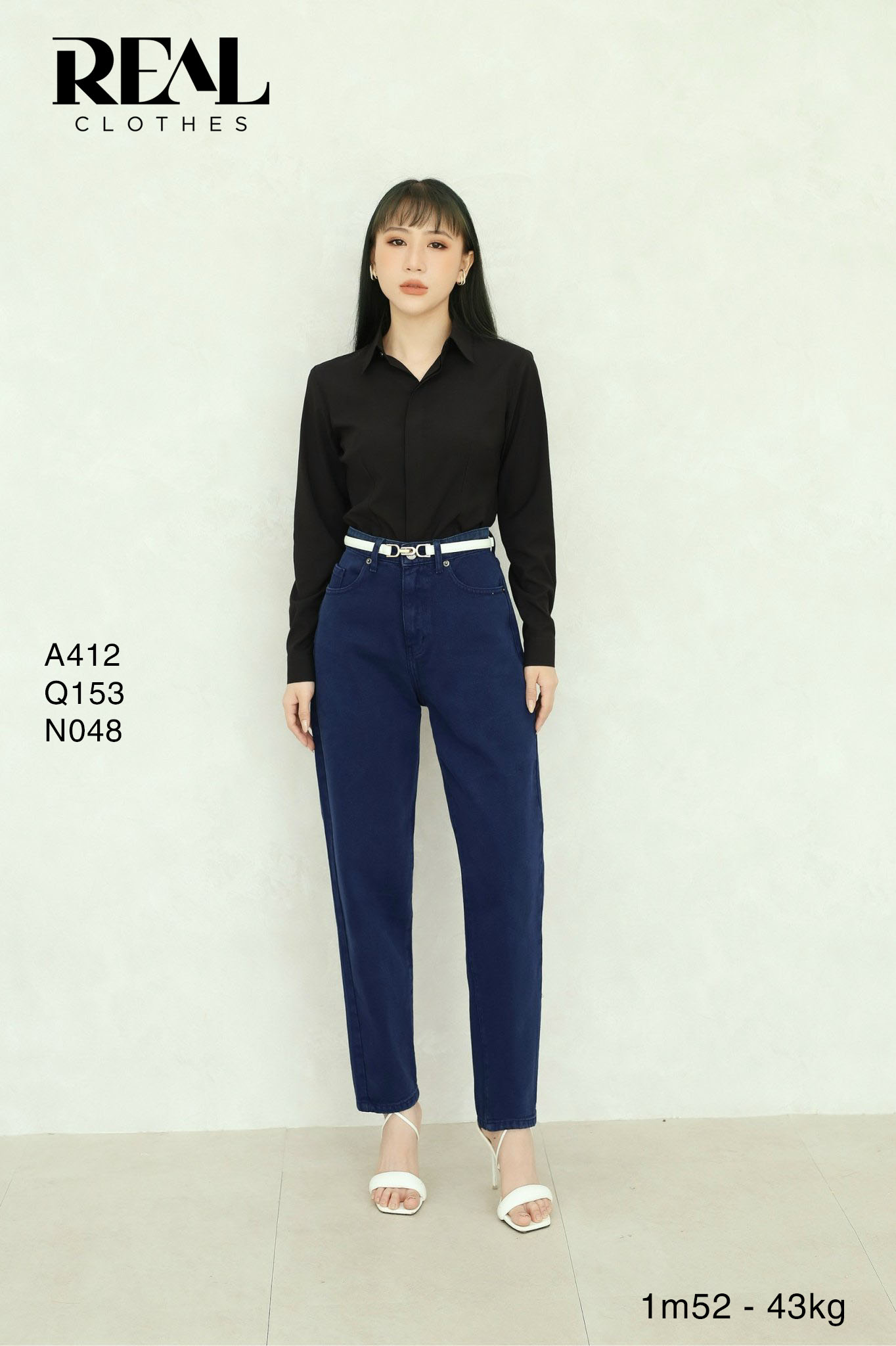 Sơ mi chít eo nano đen - size XS