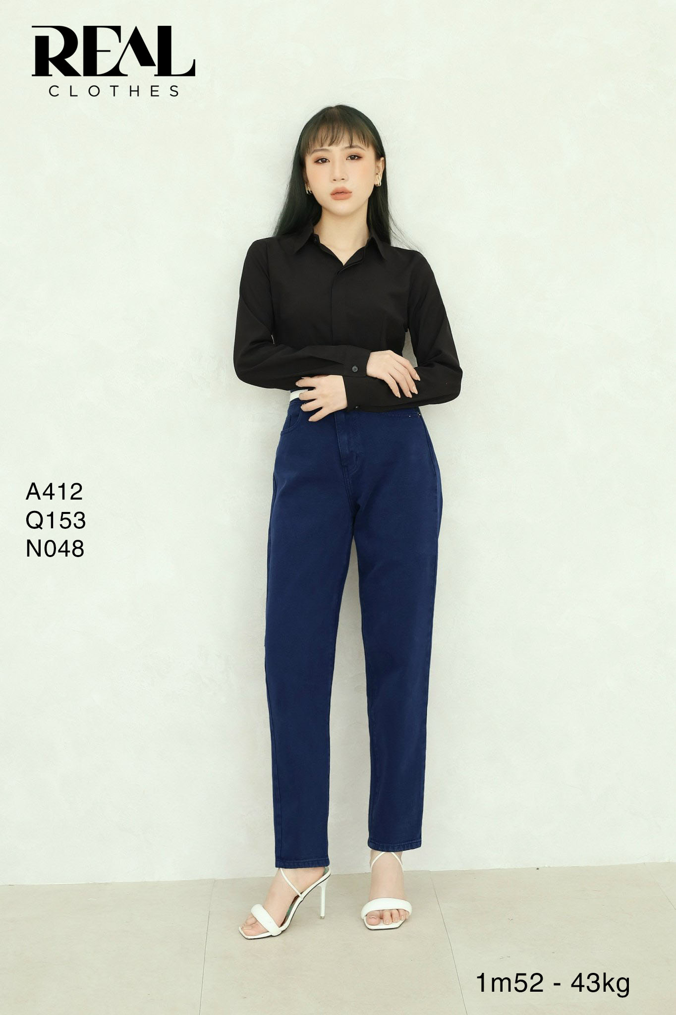 Sơ mi chít eo nano đen - size XS