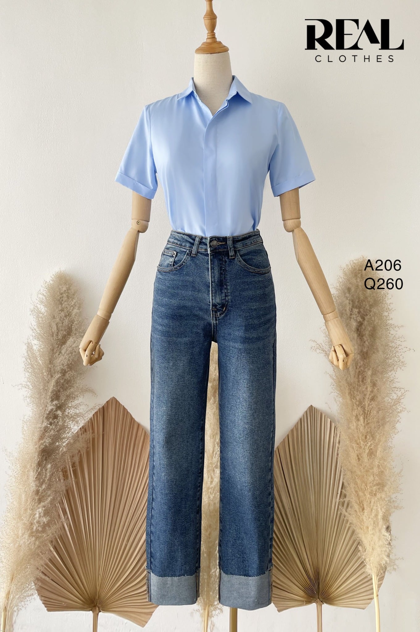 Quần Jeans lật lai xanh đậm - size XS