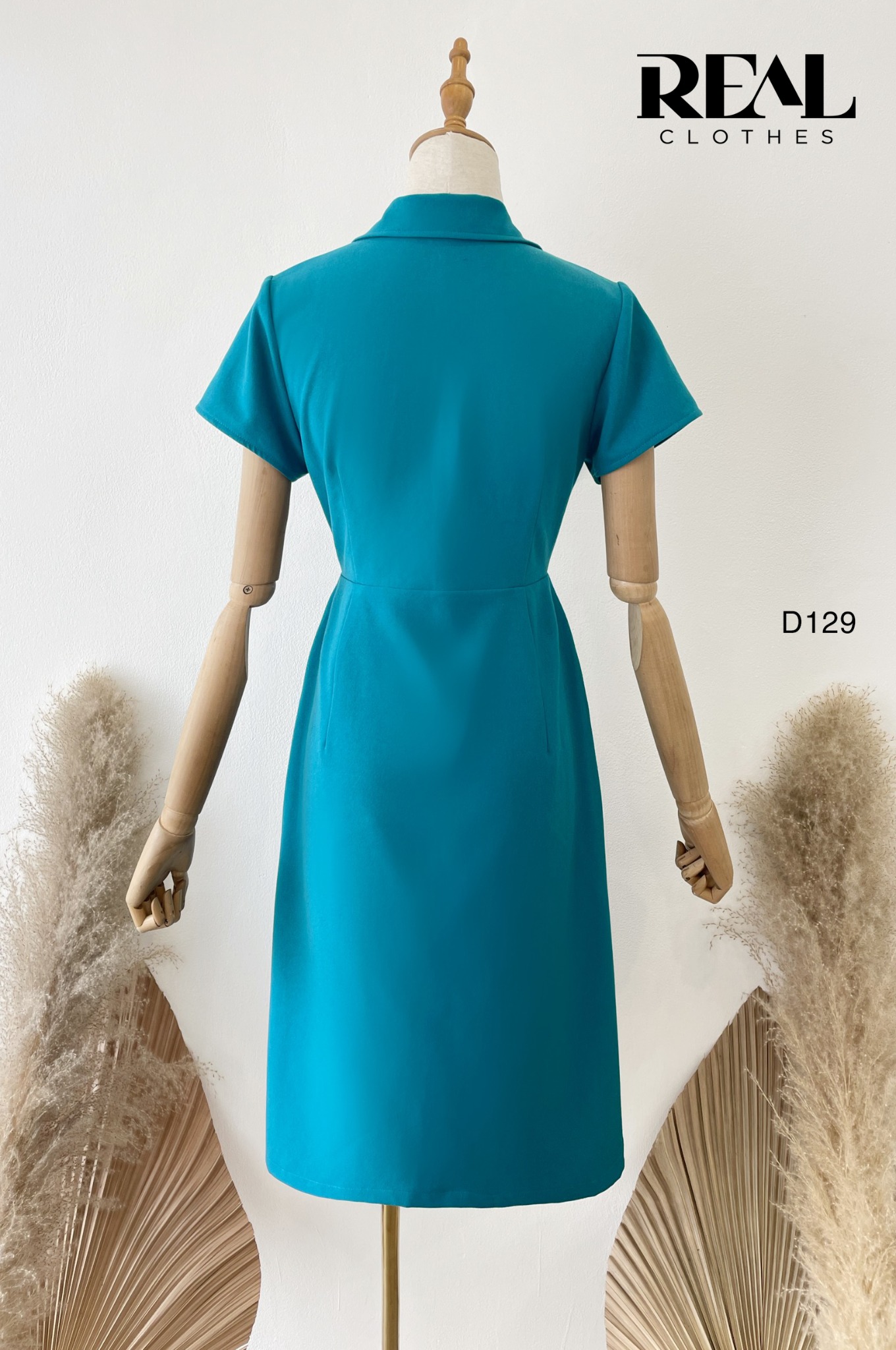 Đầm cổ ve form A xanh cổ vịt MỚI SALE - size M