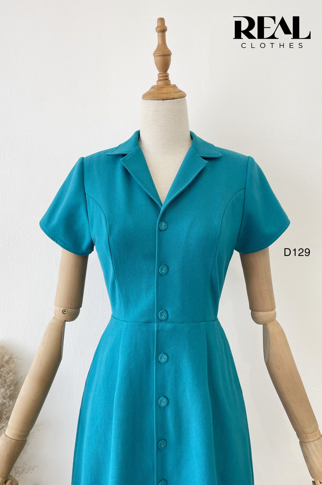 Đầm cổ ve form A xanh cổ vịt MỚI SALE - size M