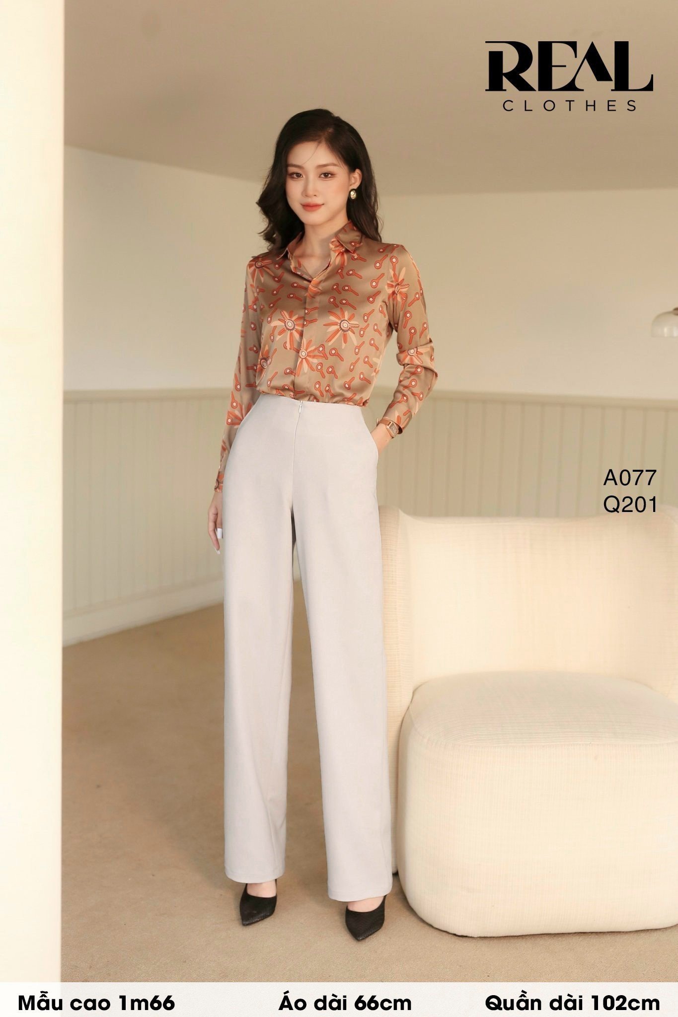 Quần suông cindy kem