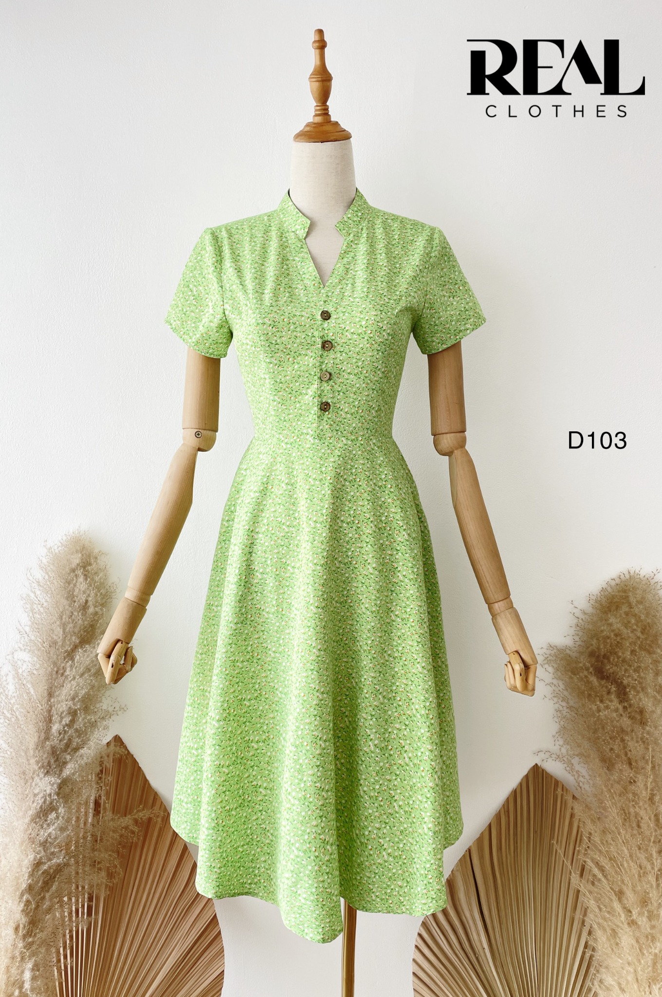 Đầm Summer hoa xanh lá SALE