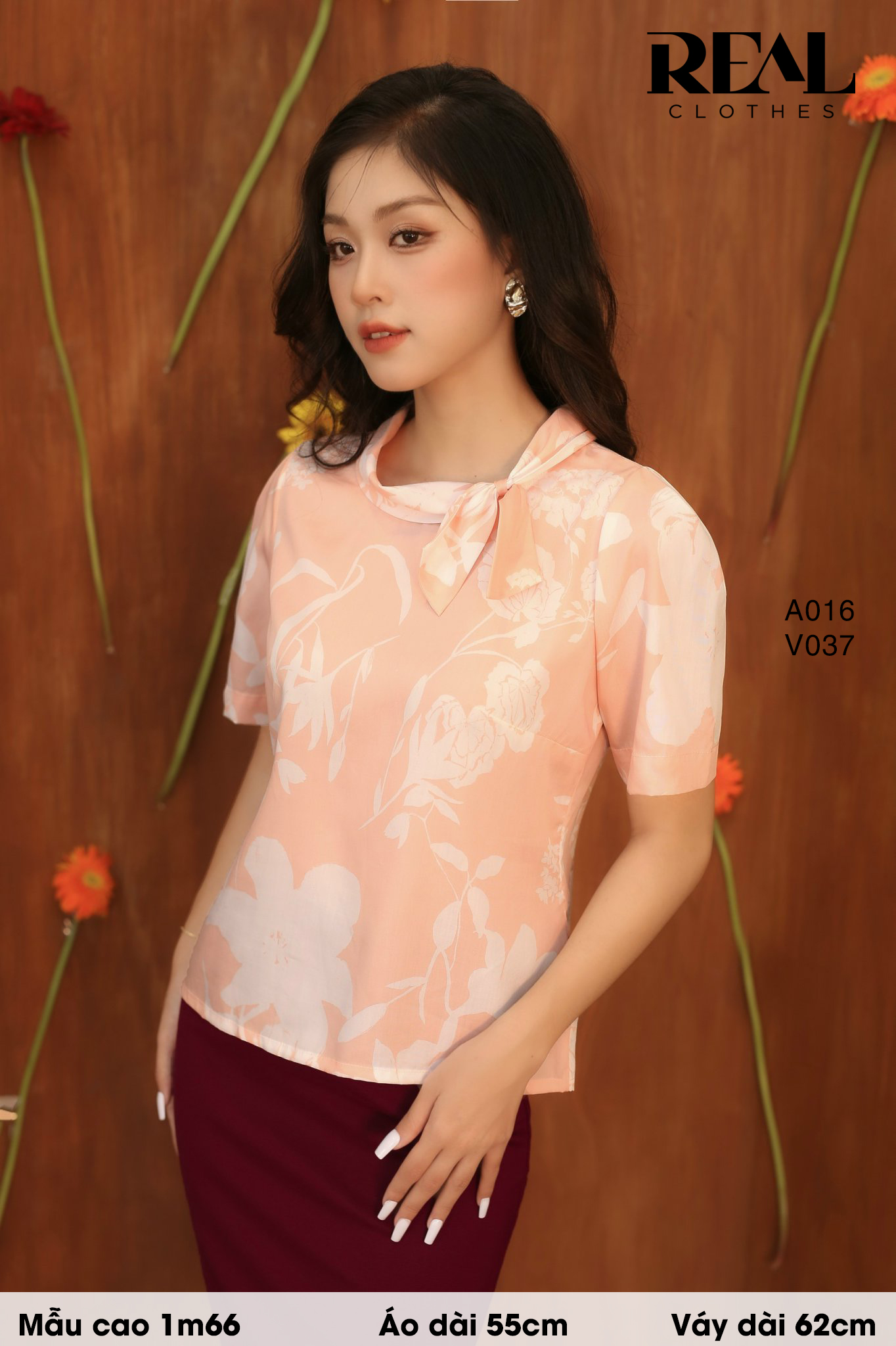 Áo Natalie hoa cam FINAL SALE - size XS