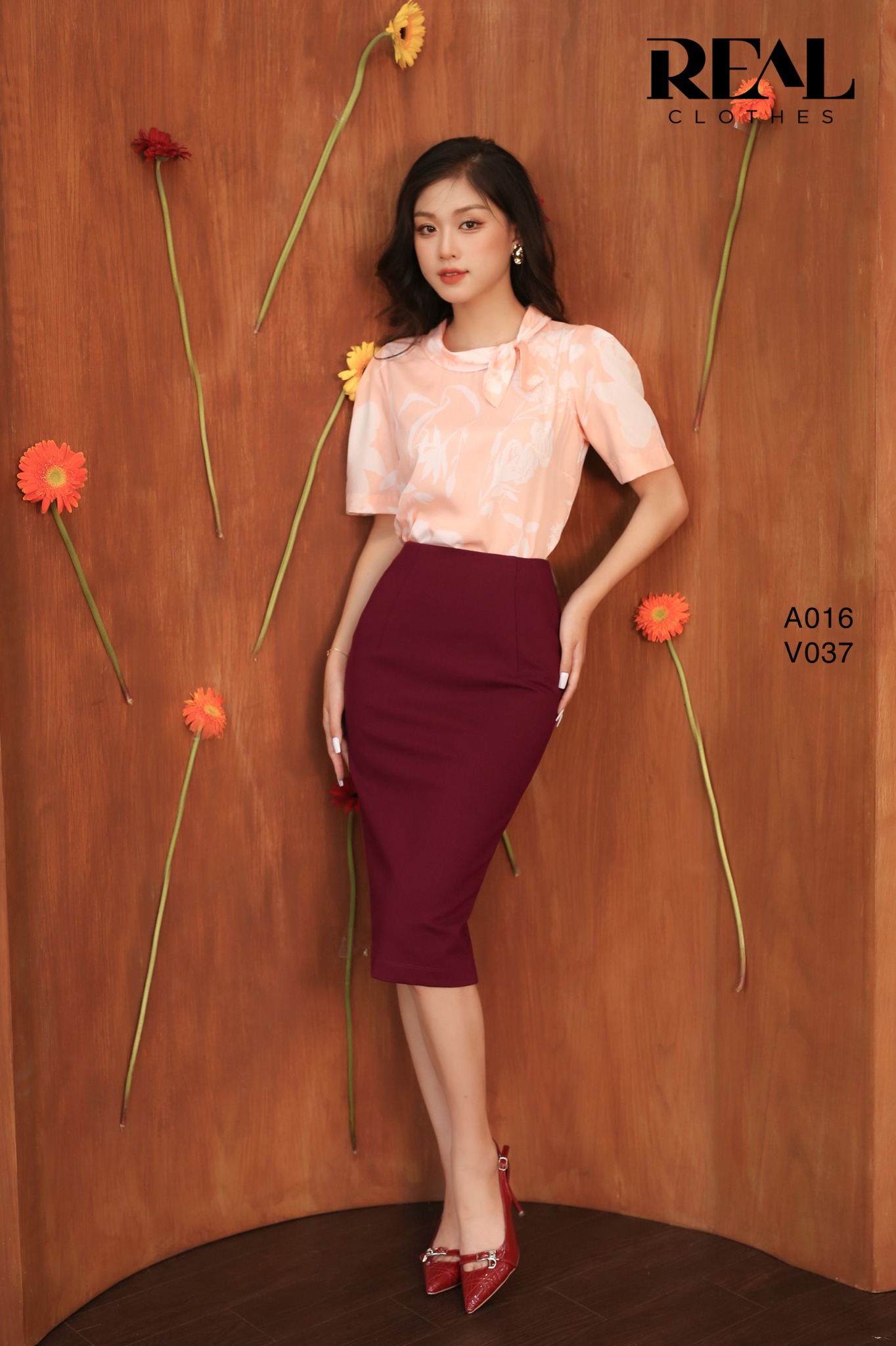 Bút chì midi thun đỏ đô SALE