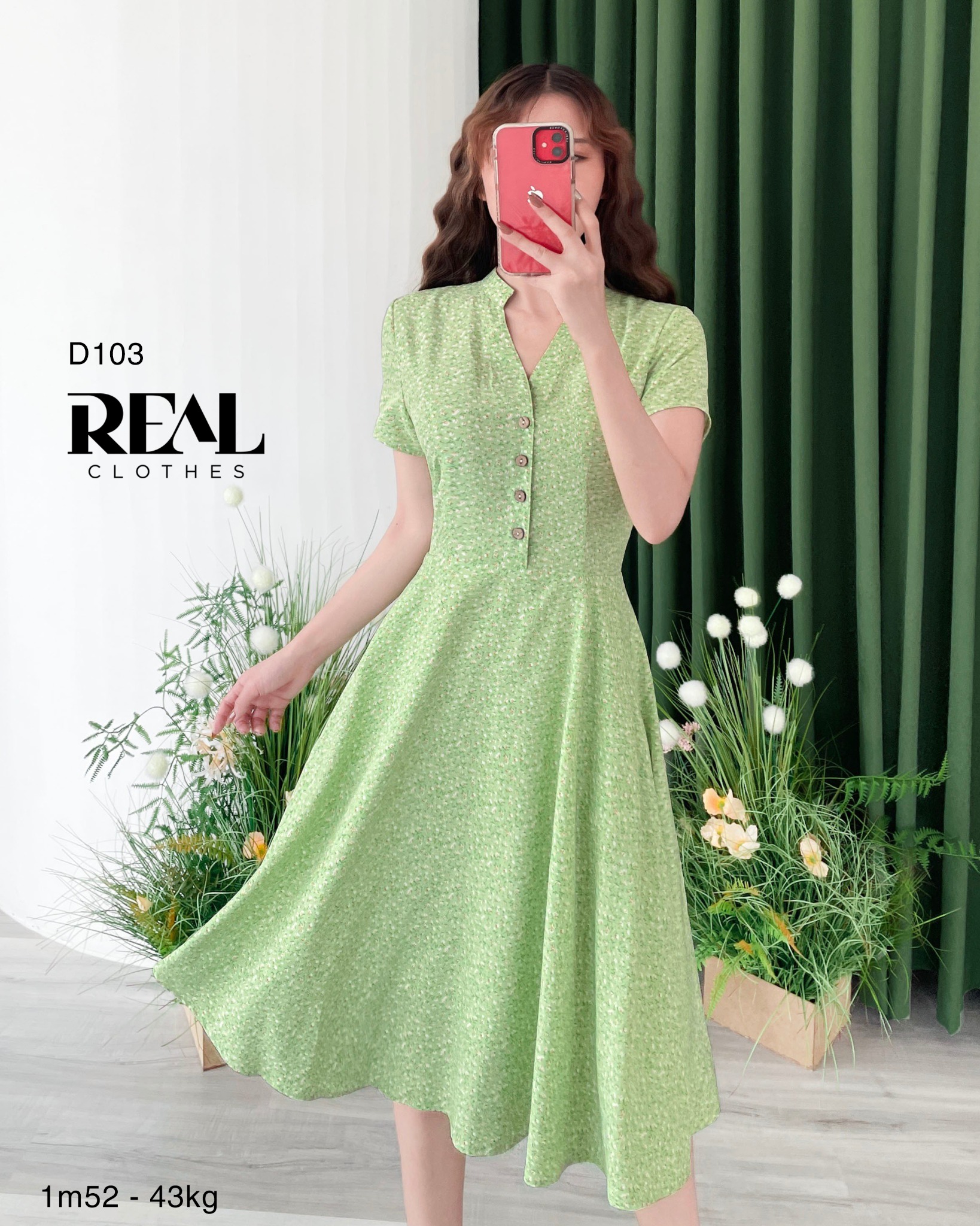 Đầm Summer hoa xanh lá SALE