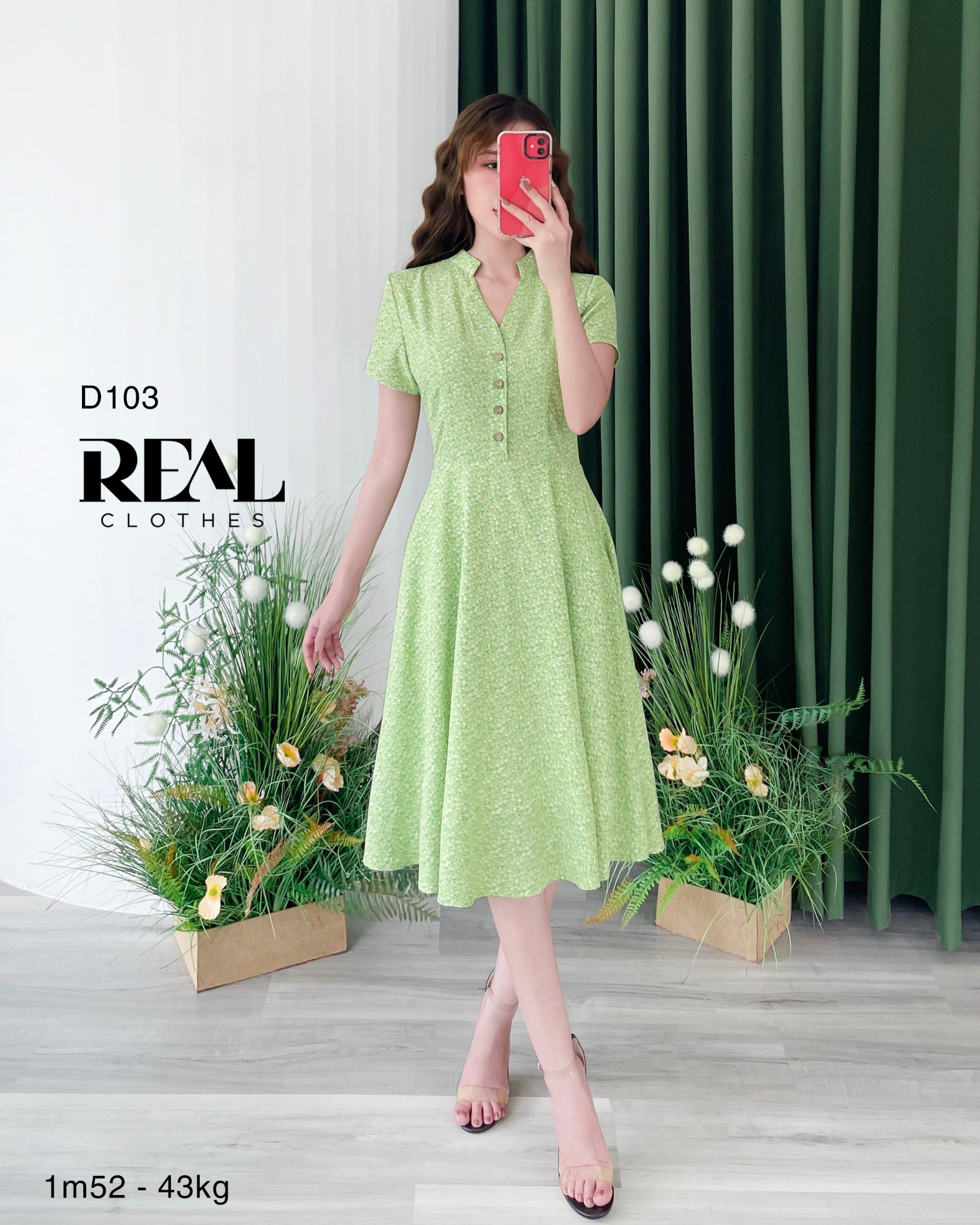 Đầm Summer hoa xanh lá SALE