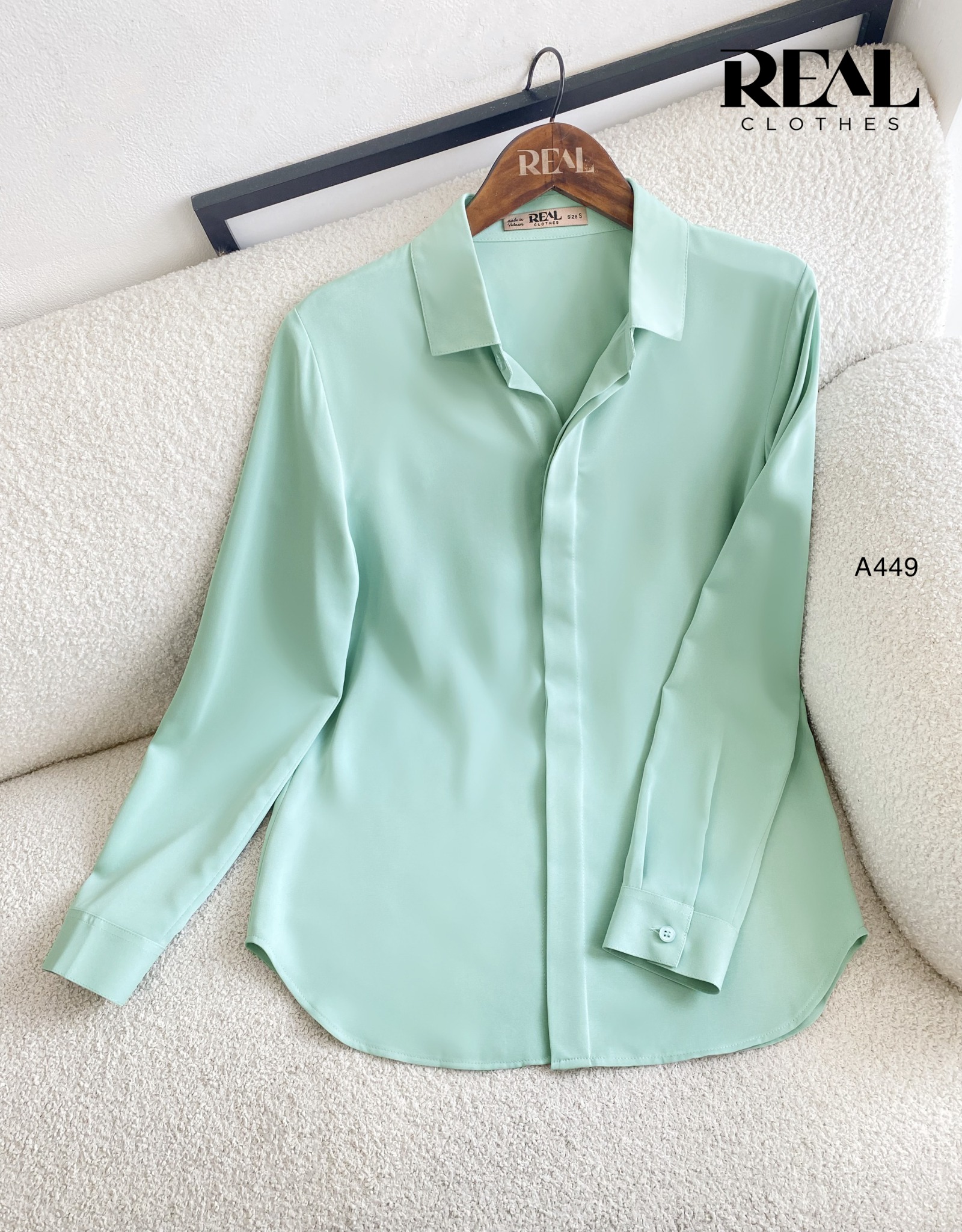 Sơ mi cổ mềm olive MỚI