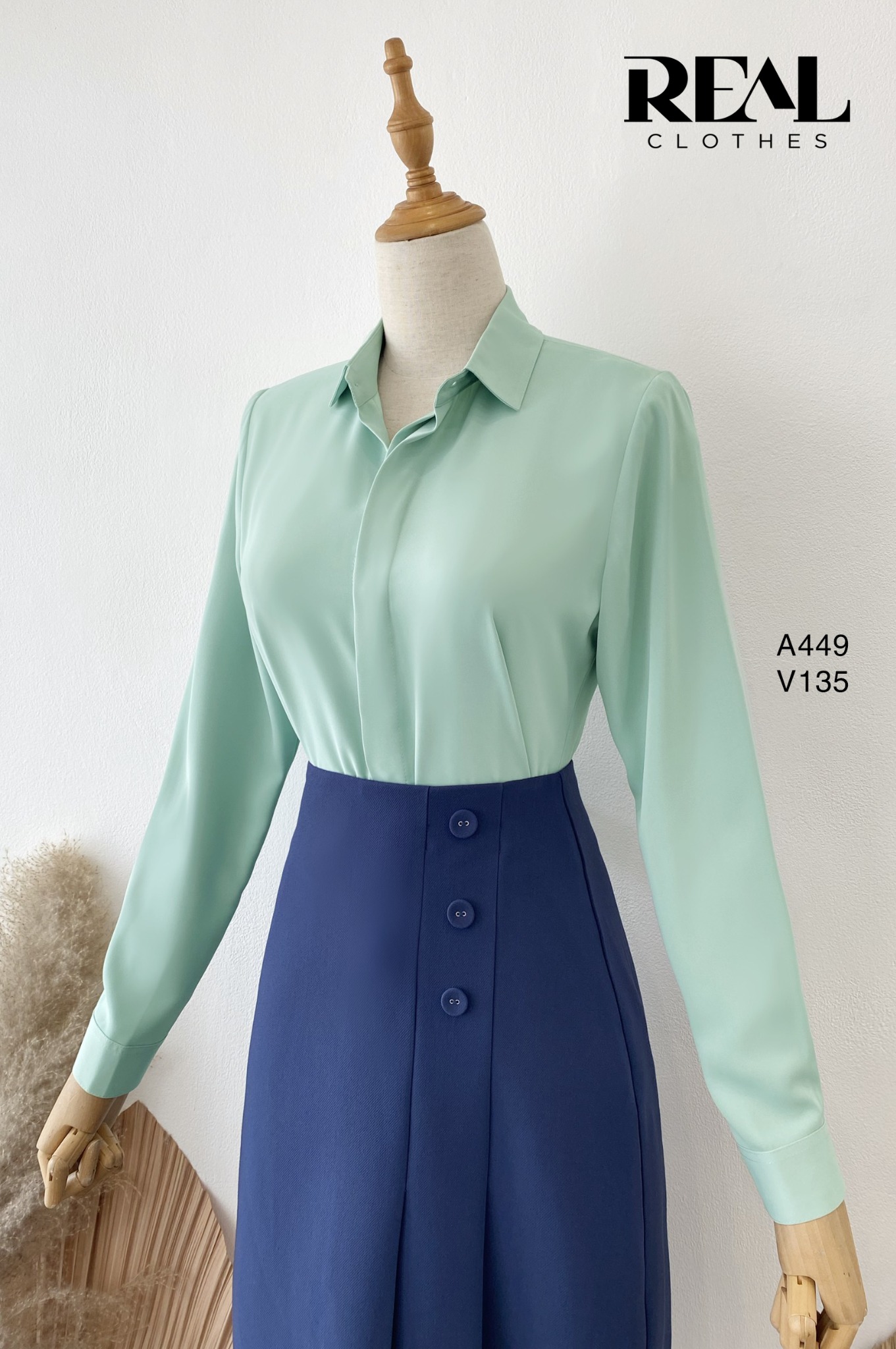 Sơ mi cổ mềm olive MỚI