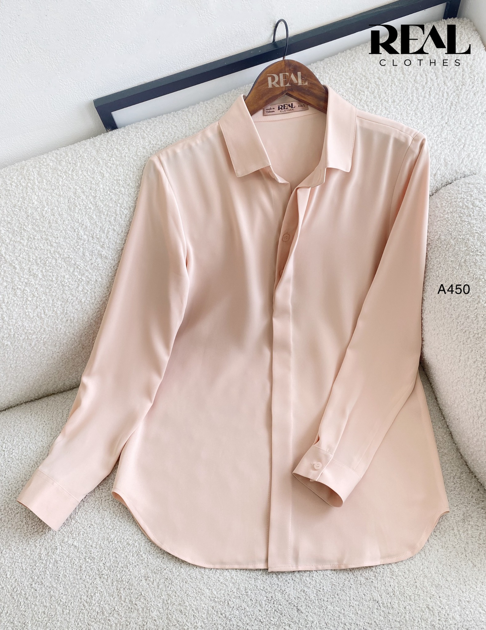 Sơ mi cổ mềm cam nhạt MỚI