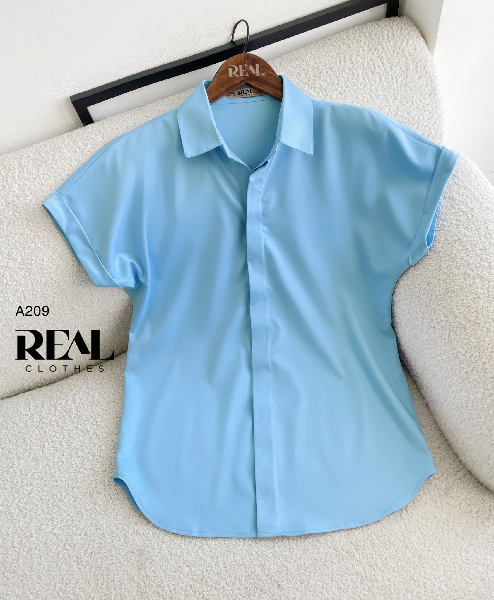 Sơ mi cánh dơi blue