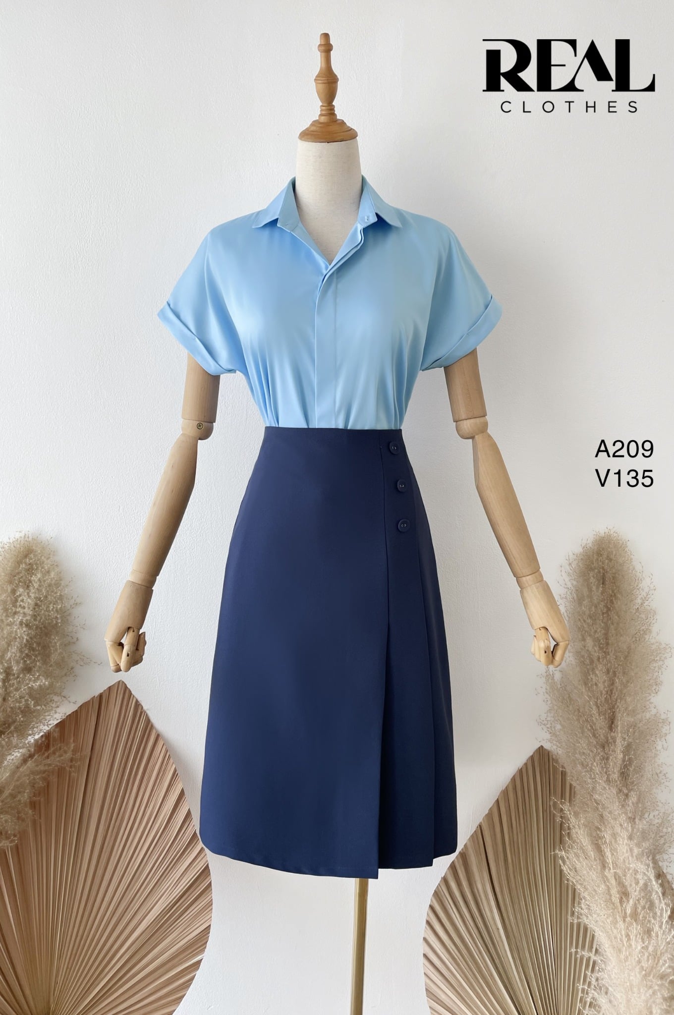 Sơ mi cánh dơi blue