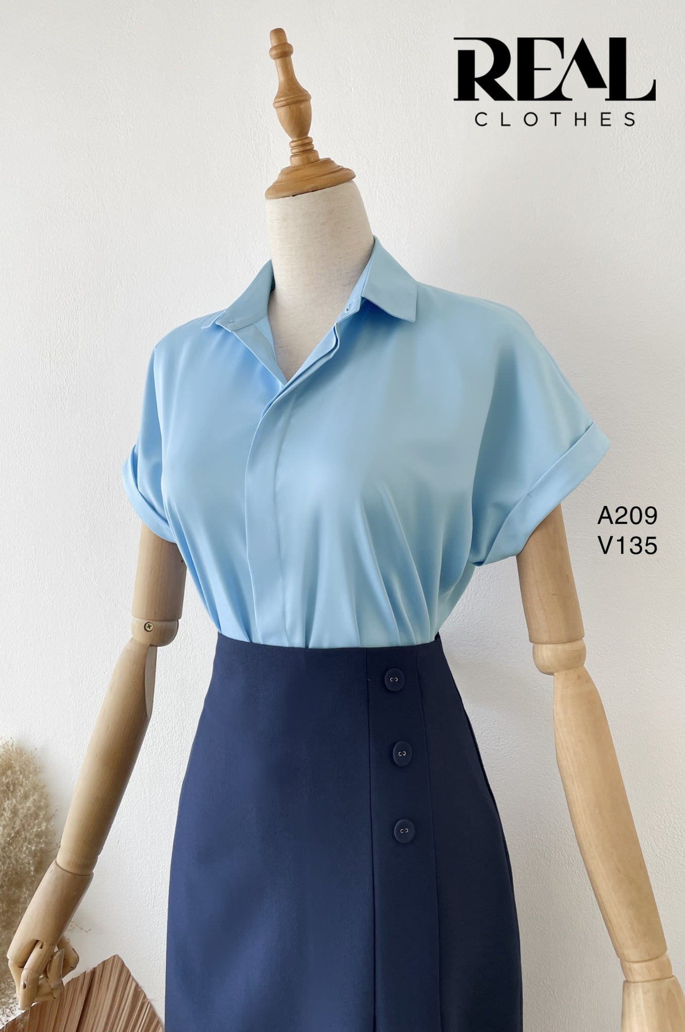 Sơ mi cánh dơi blue